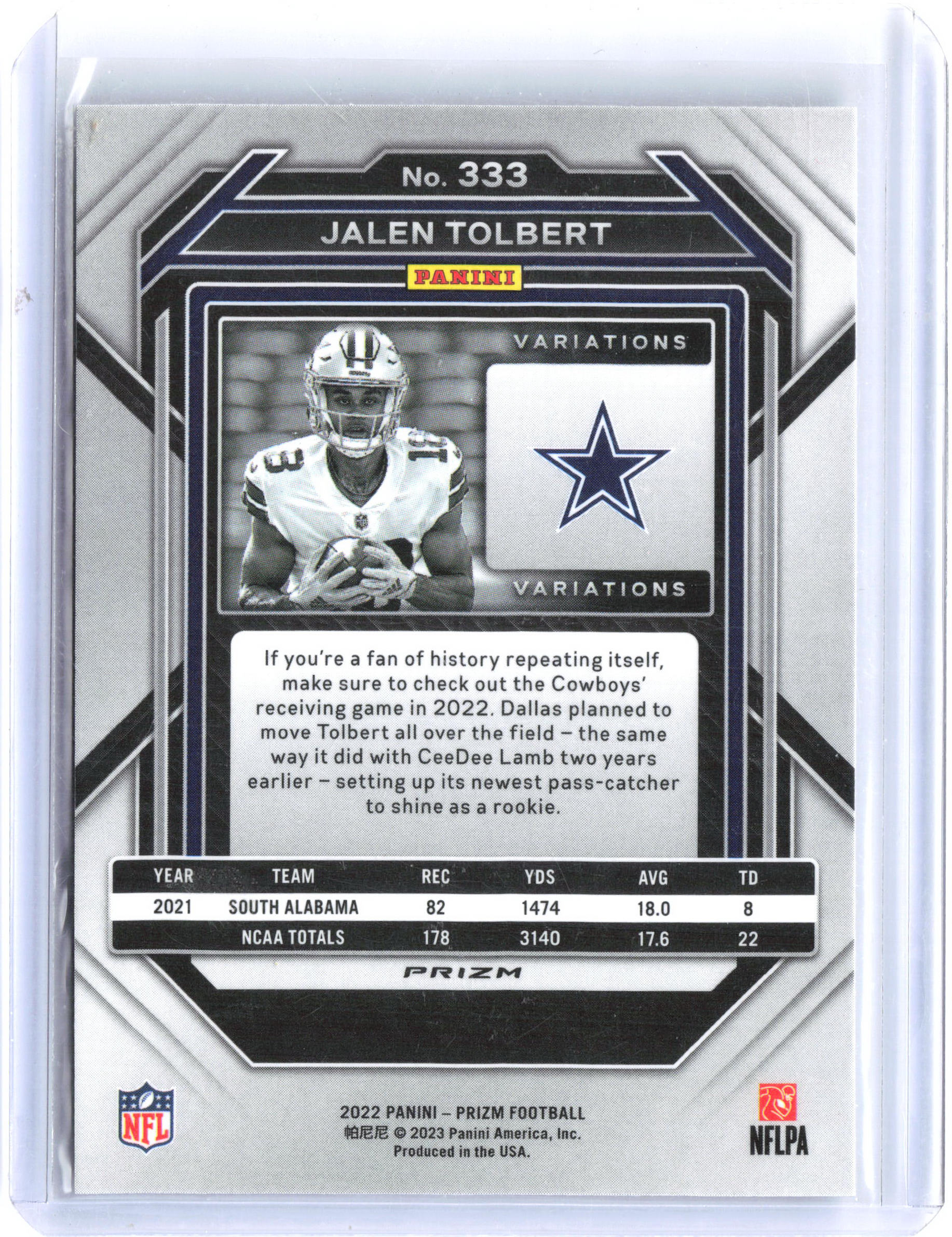 2022 Panini Prizm #333b Jalen Tolbert Silver