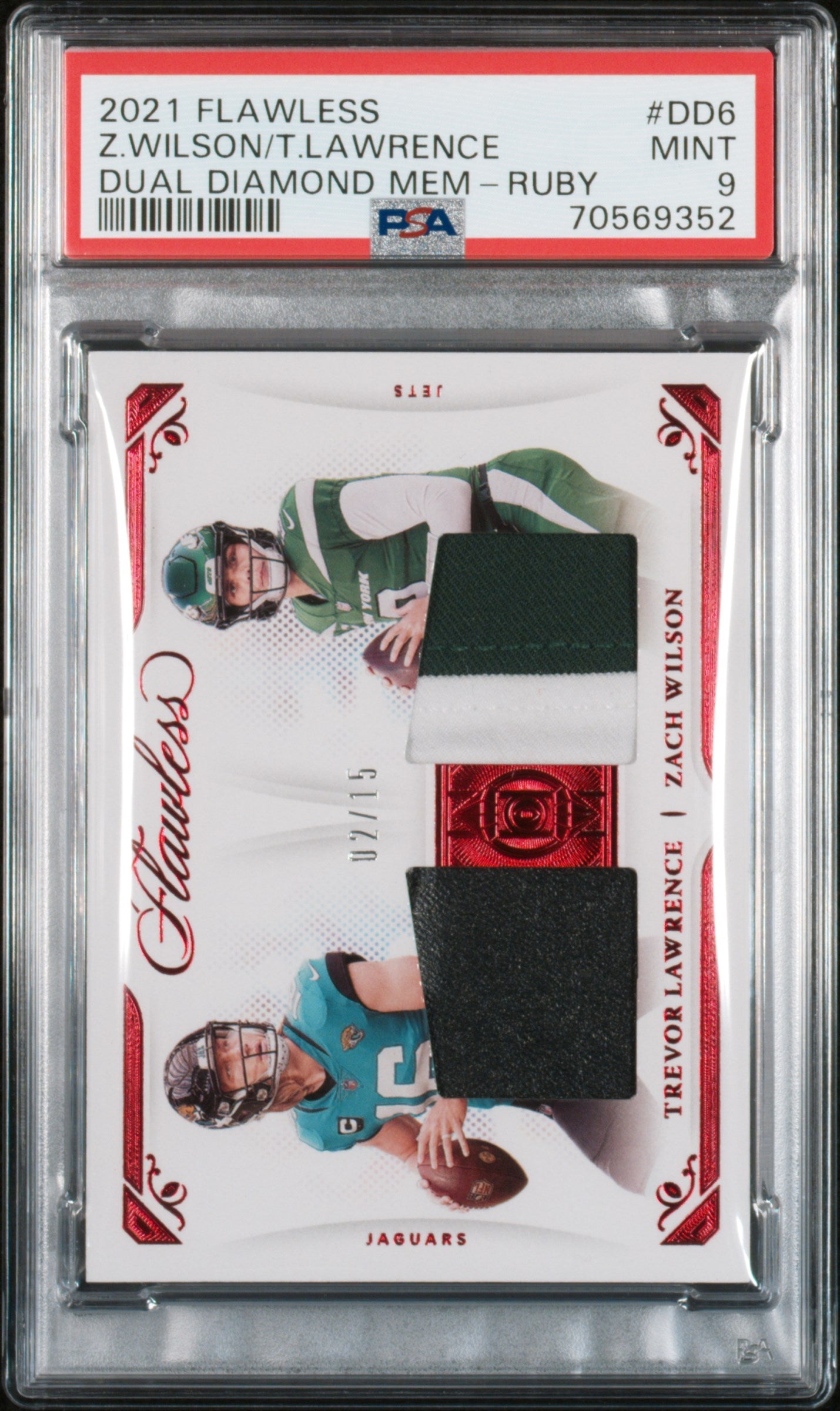 2021 Panini Flawless Dual Diamond Memorabilia #DD6 Z.Wilson/T.Lawrence  PSA 9