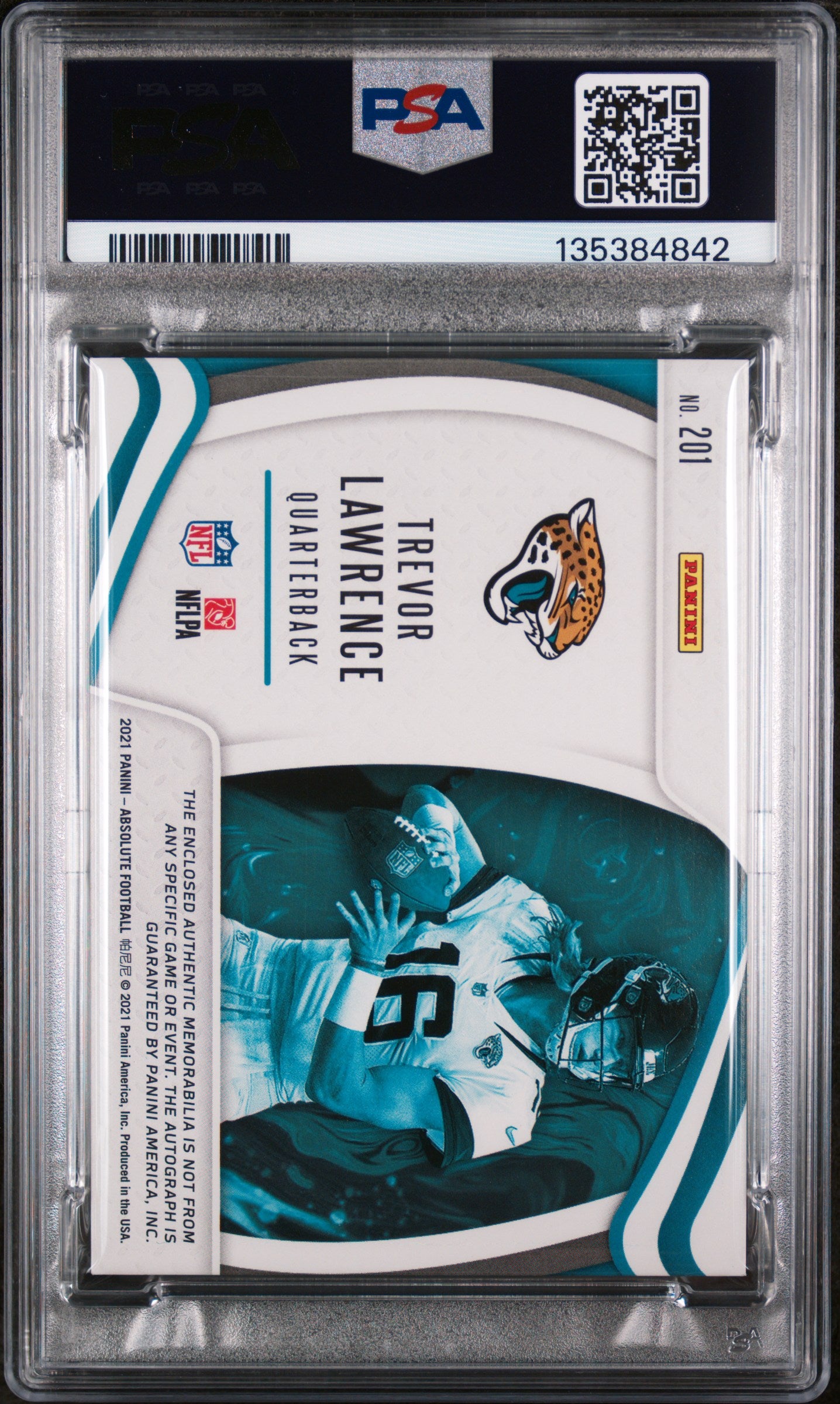 2021 Panini Absolute #201 Trevor Lawrence Materials Auto-Quad PSA 8