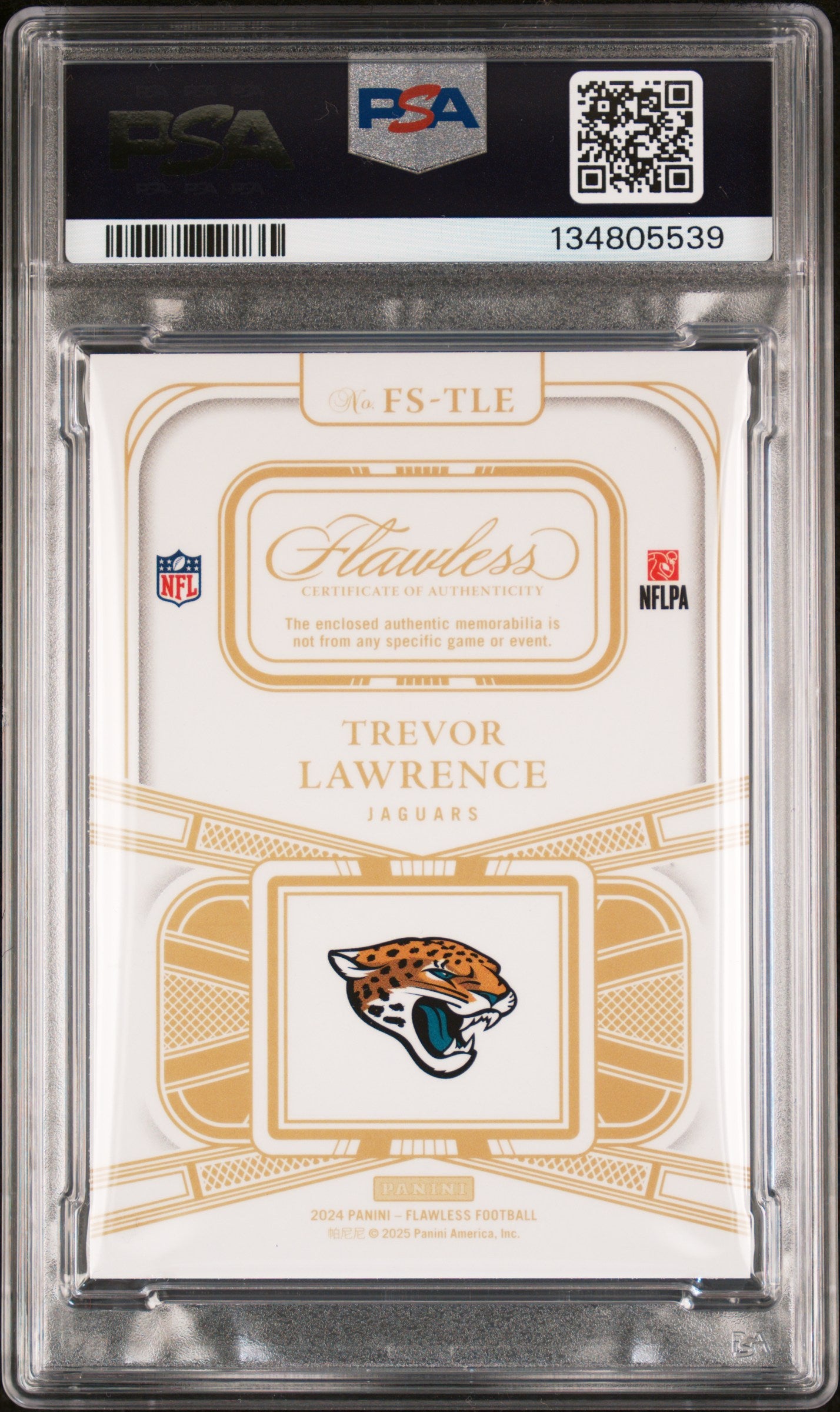 2024 Panini Flawless Laundry Tags #FS-TLE Trevor Lawrence  Tag-Black PSA 8