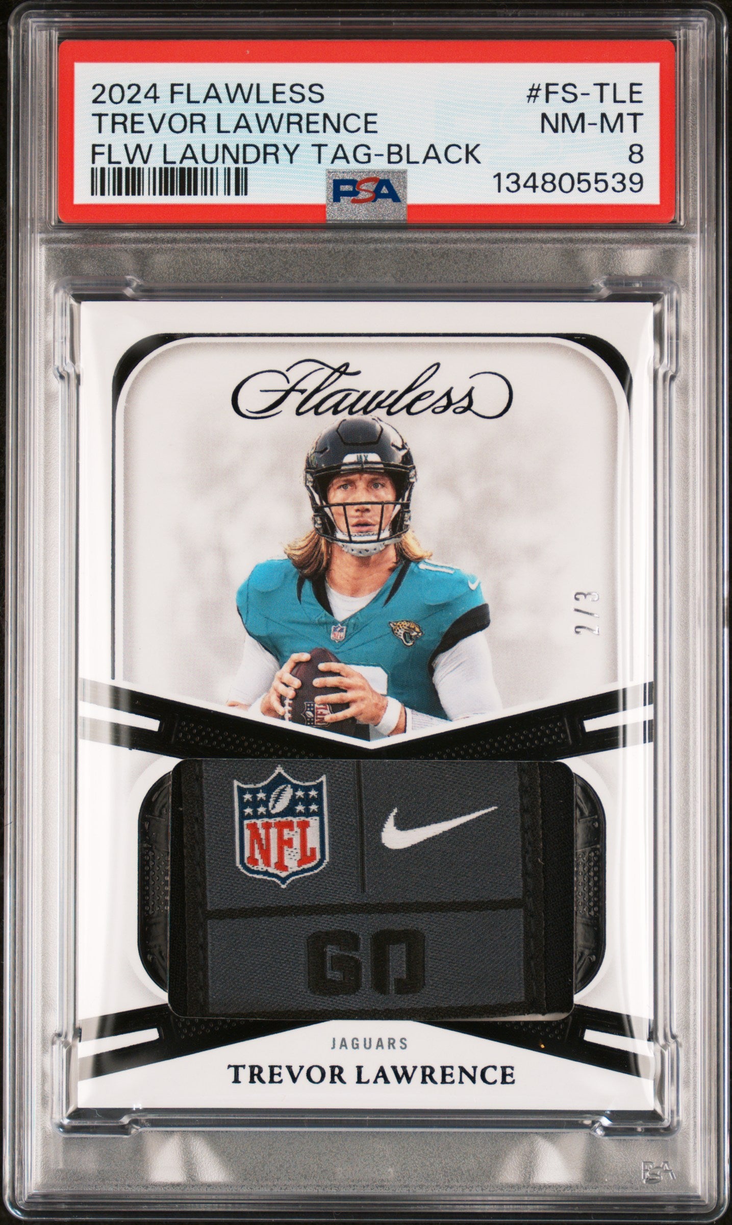 2024 Panini Flawless Laundry Tags #FS-TLE Trevor Lawrence  Tag-Black PSA 8
