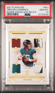 2021 Panini Flawless Rookie Showcase Relics #RS1 Trevor Lawrence Rookie PSA 10