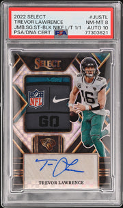 2022 Panini Select Jumbo Signature Swatch  Trevor Lawrence  Nike L/T 1/1 PSA 8