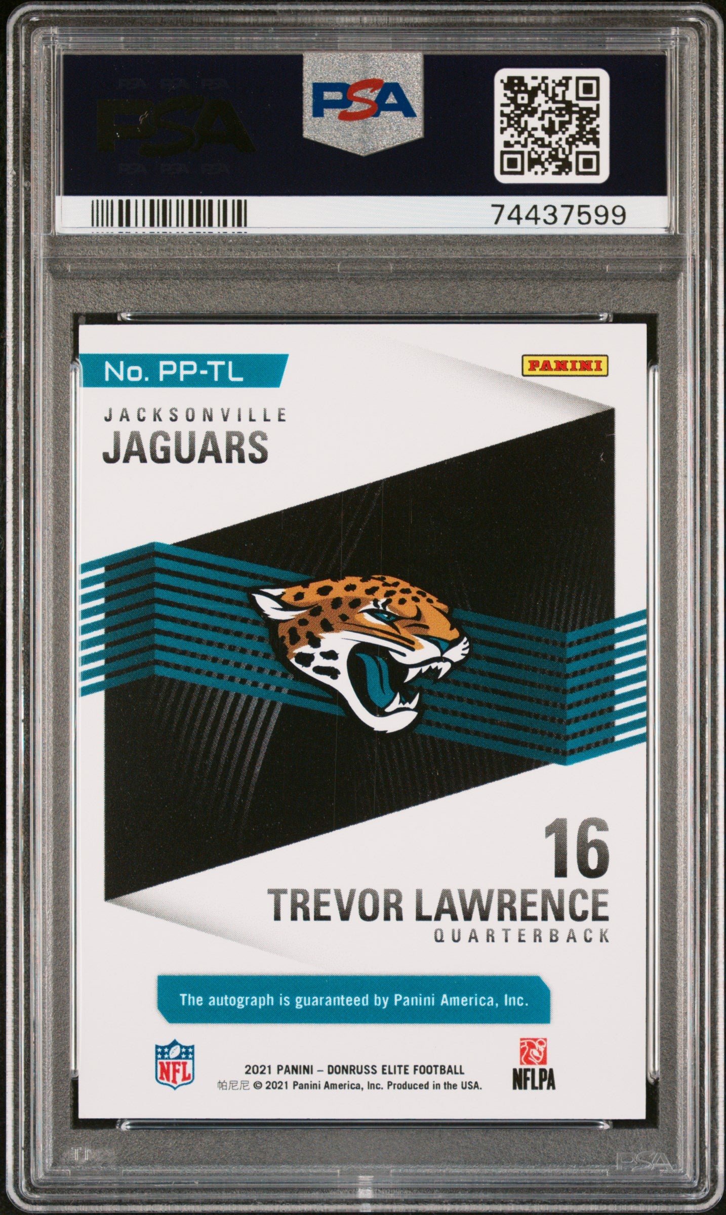 2021 Panini Donruss Elite Pen Pals #PPTL Trevor Lawrence Pen Pals-Blue Ink PSA 9