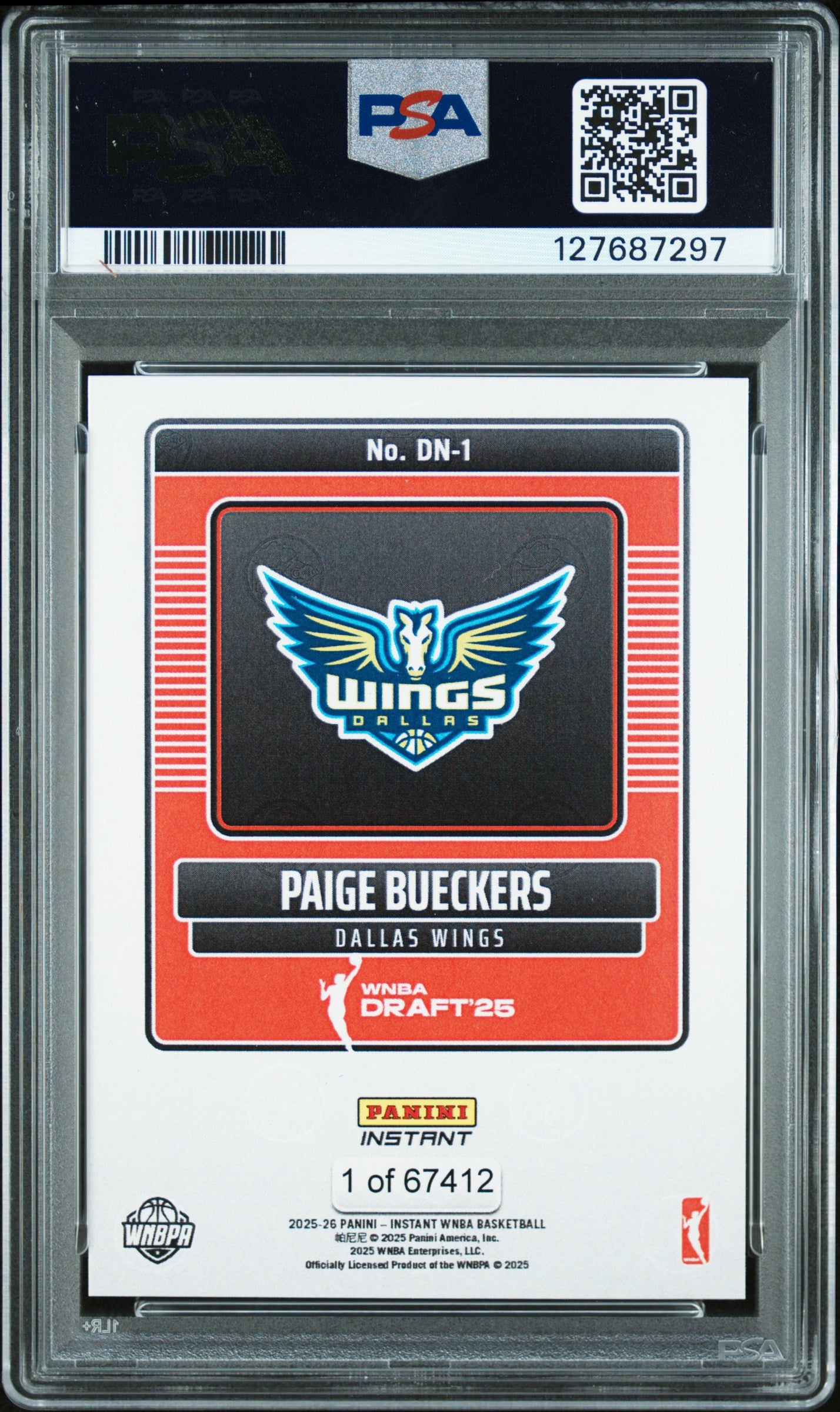 2025 Panini Instant Wnba Draft Night #DN1 Paige Bueckers PSA 9