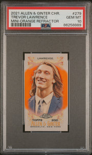2021 Topps Allen & Ginter Chrome #279 Trevor Lawrence Orange Refractor PSA 10