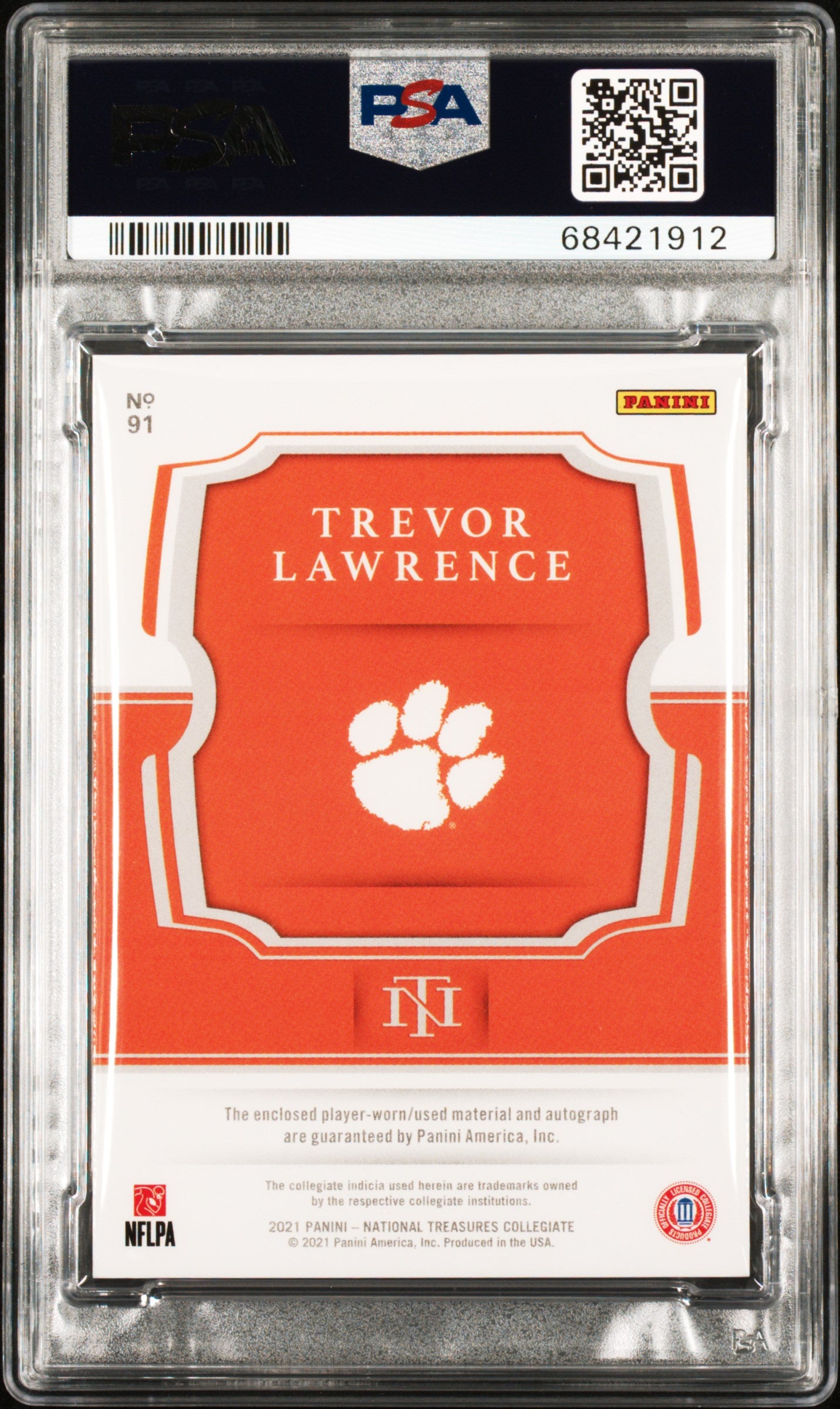2021 Panini National Treasures Collegiate #91 Trevor Lawrence College  PSA 6