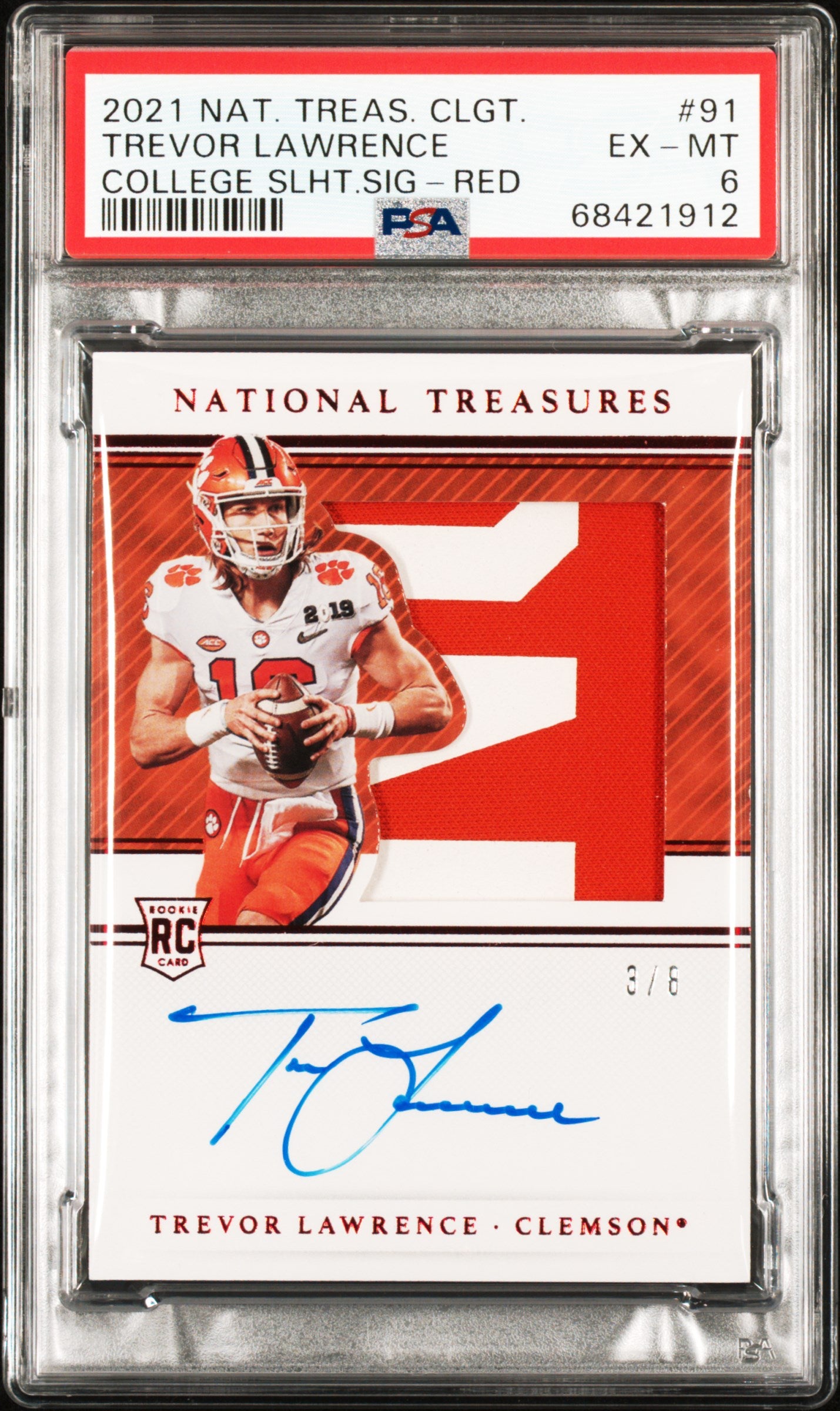 2021 Panini National Treasures Collegiate #91 Trevor Lawrence College  PSA 6