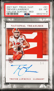 2021 Panini National Treasures Collegiate #91 Trevor Lawrence College  PSA 6