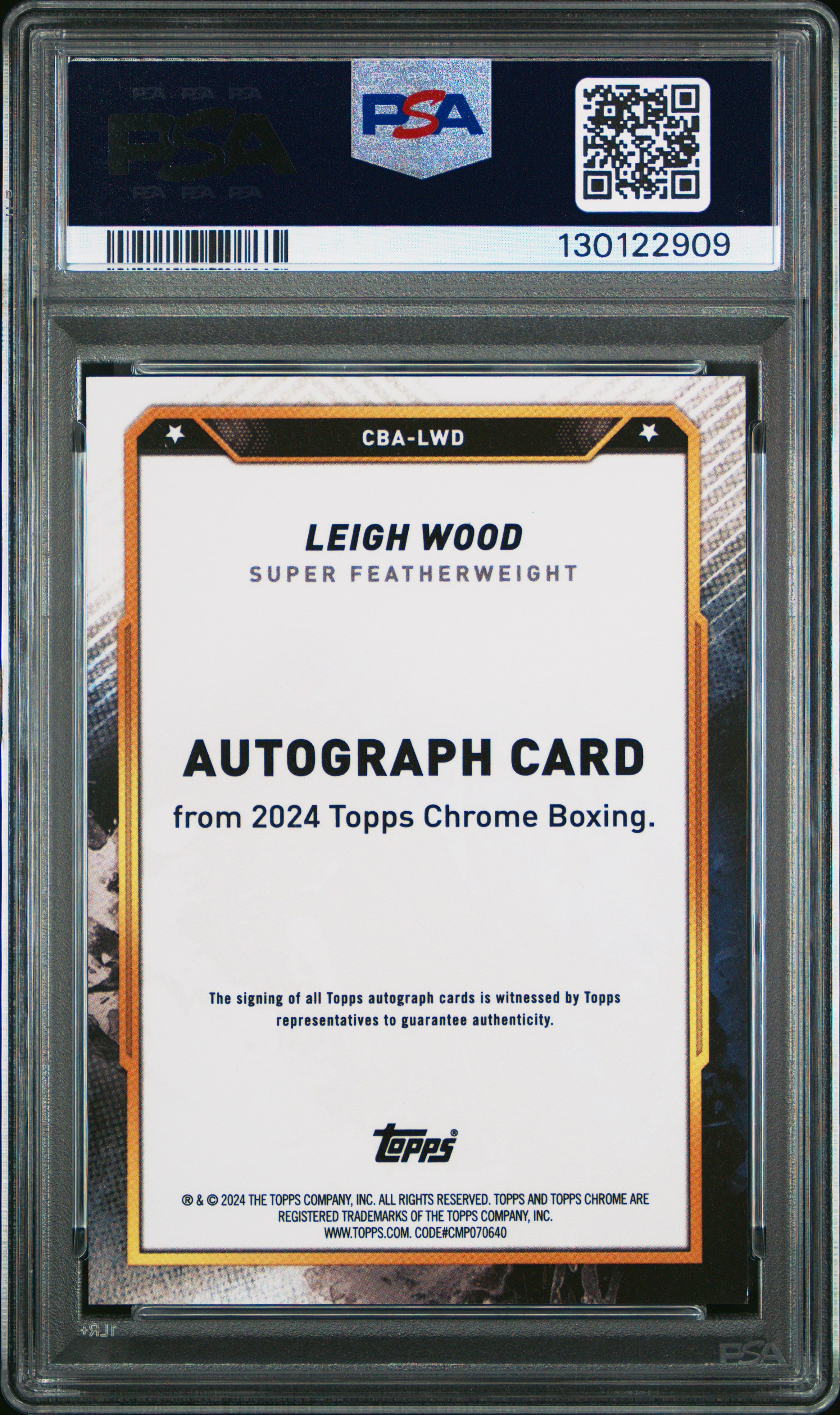 2024 Topps Chrome Boxing  #CBA-LWD Leigh Wood Autograph-Red Refractor PSA 8