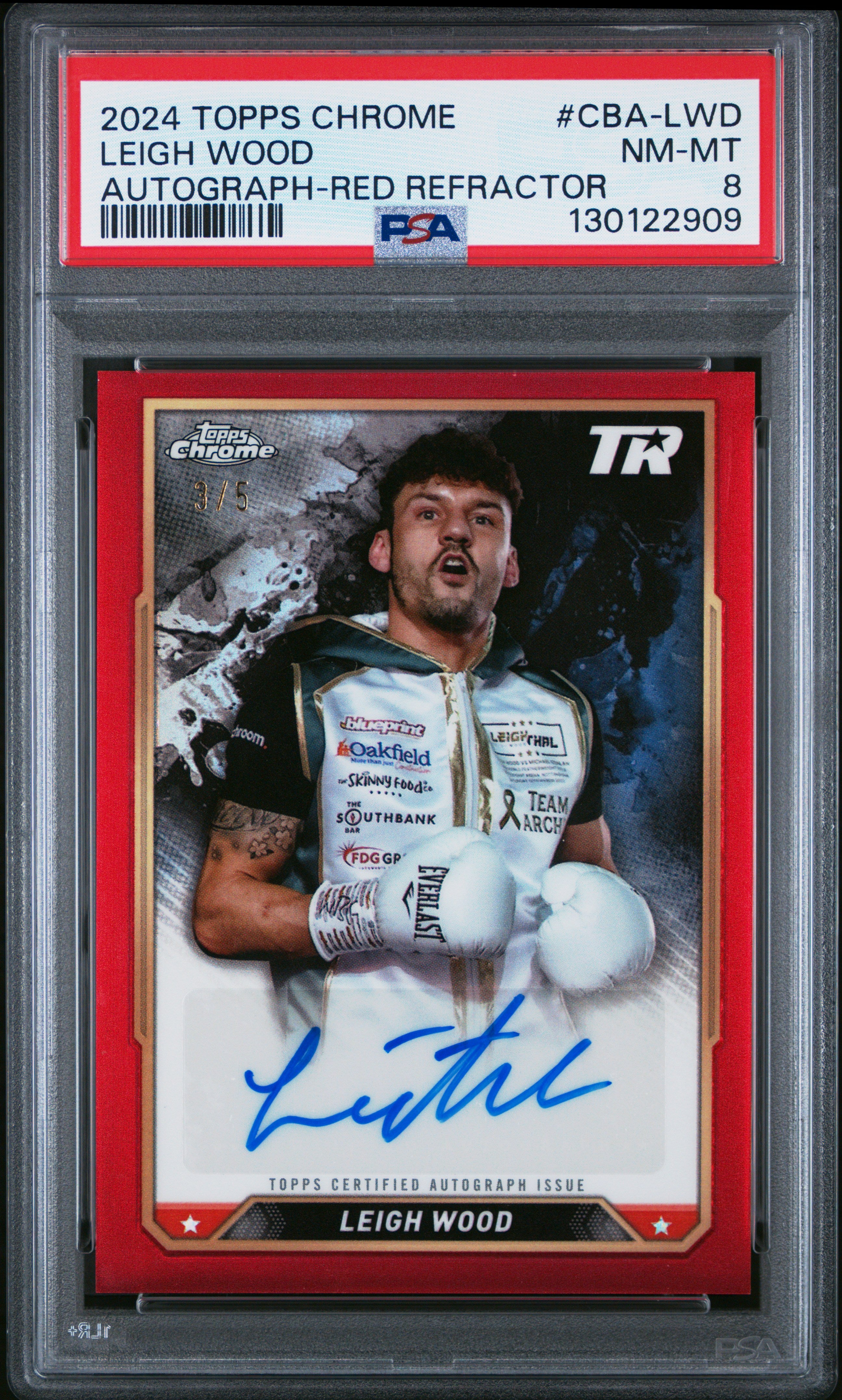 2024 Topps Chrome Boxing  #CBA-LWD Leigh Wood Autograph-Red Refractor PSA 8