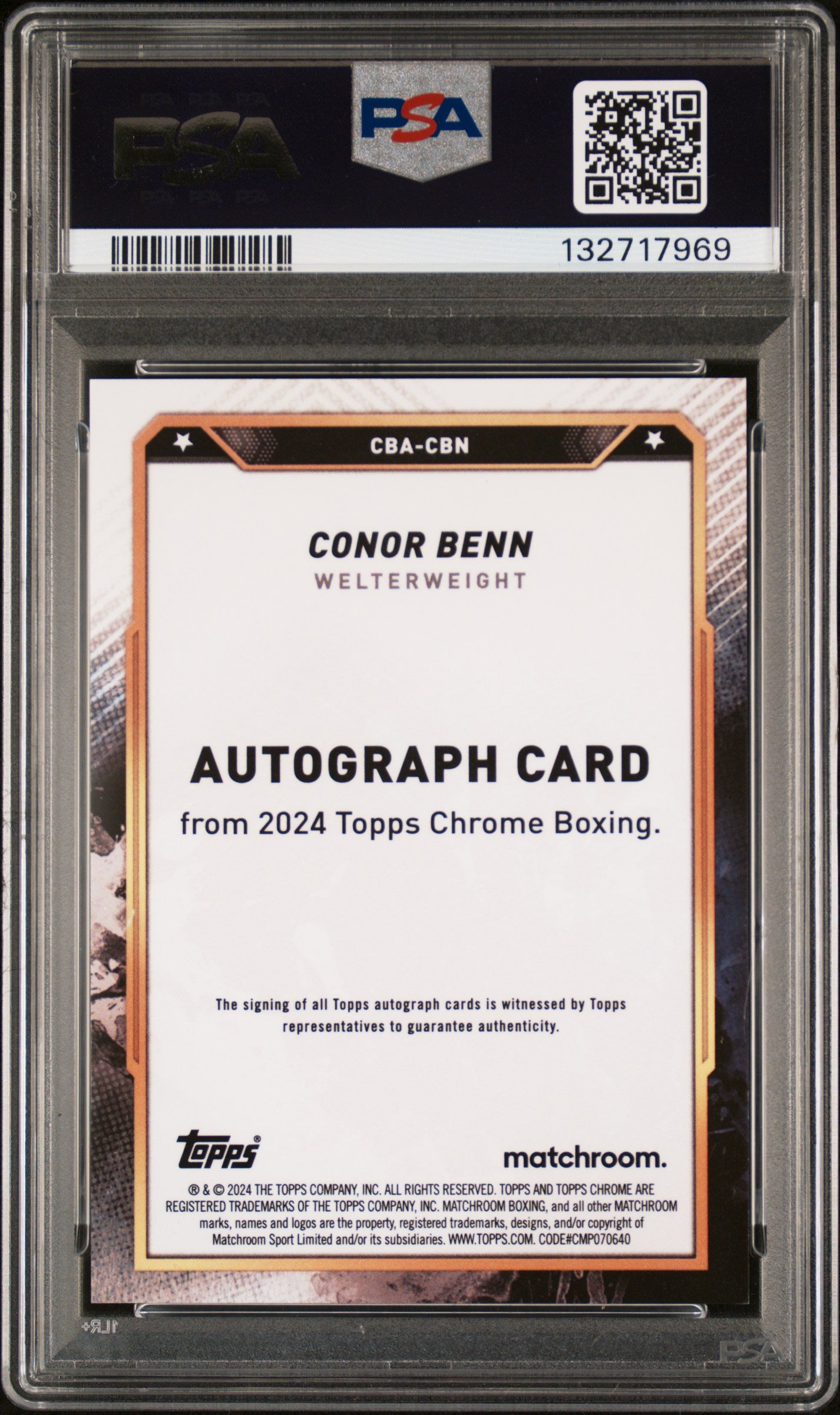 2024 Topps Chrome Boxing Conor Benn Autograph-Gold Refractor PSA 9