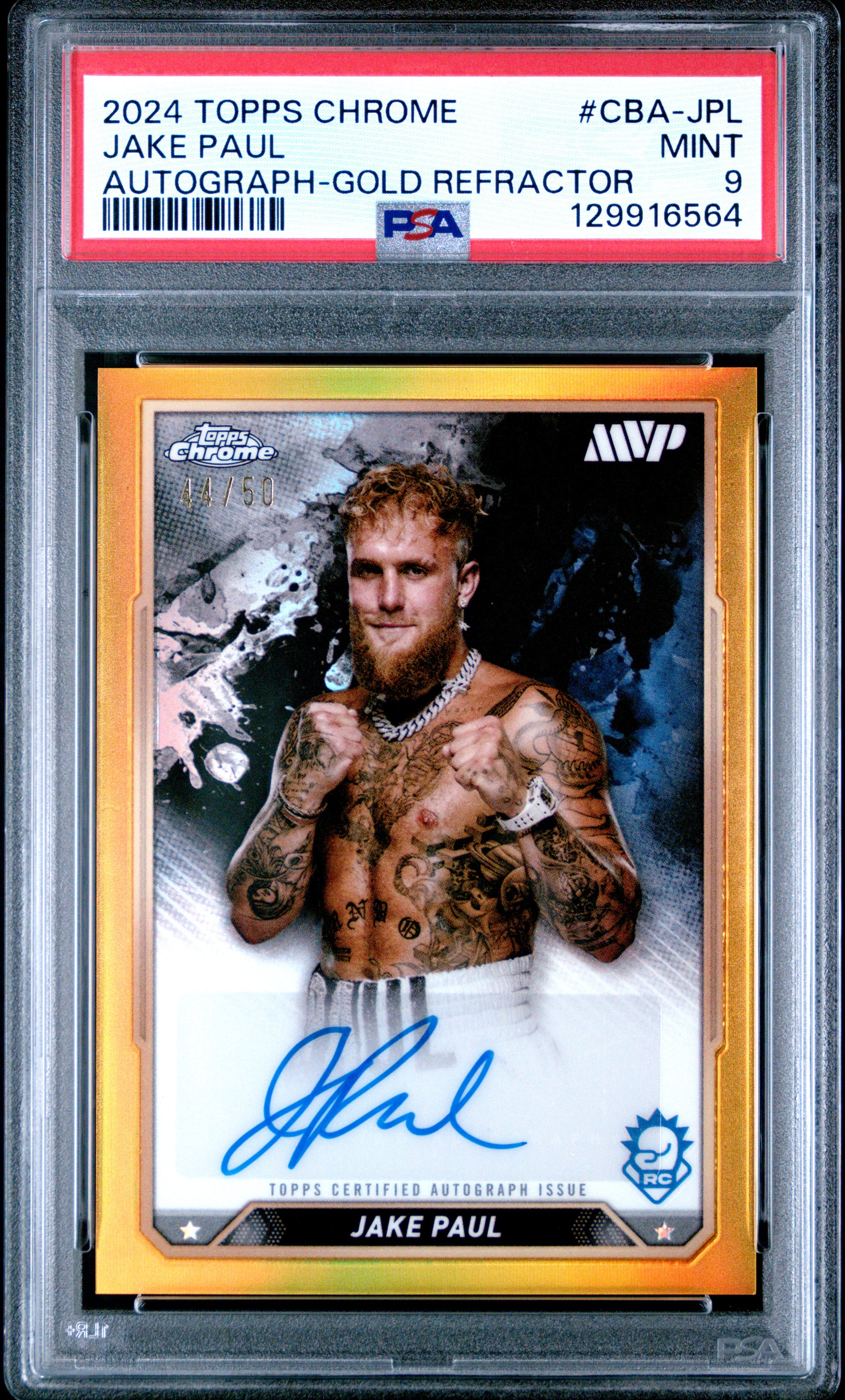 2024 Topps Chrome Boxing #CBA-JPL Jake Paul Autograph-Gold Refractor PSA 9