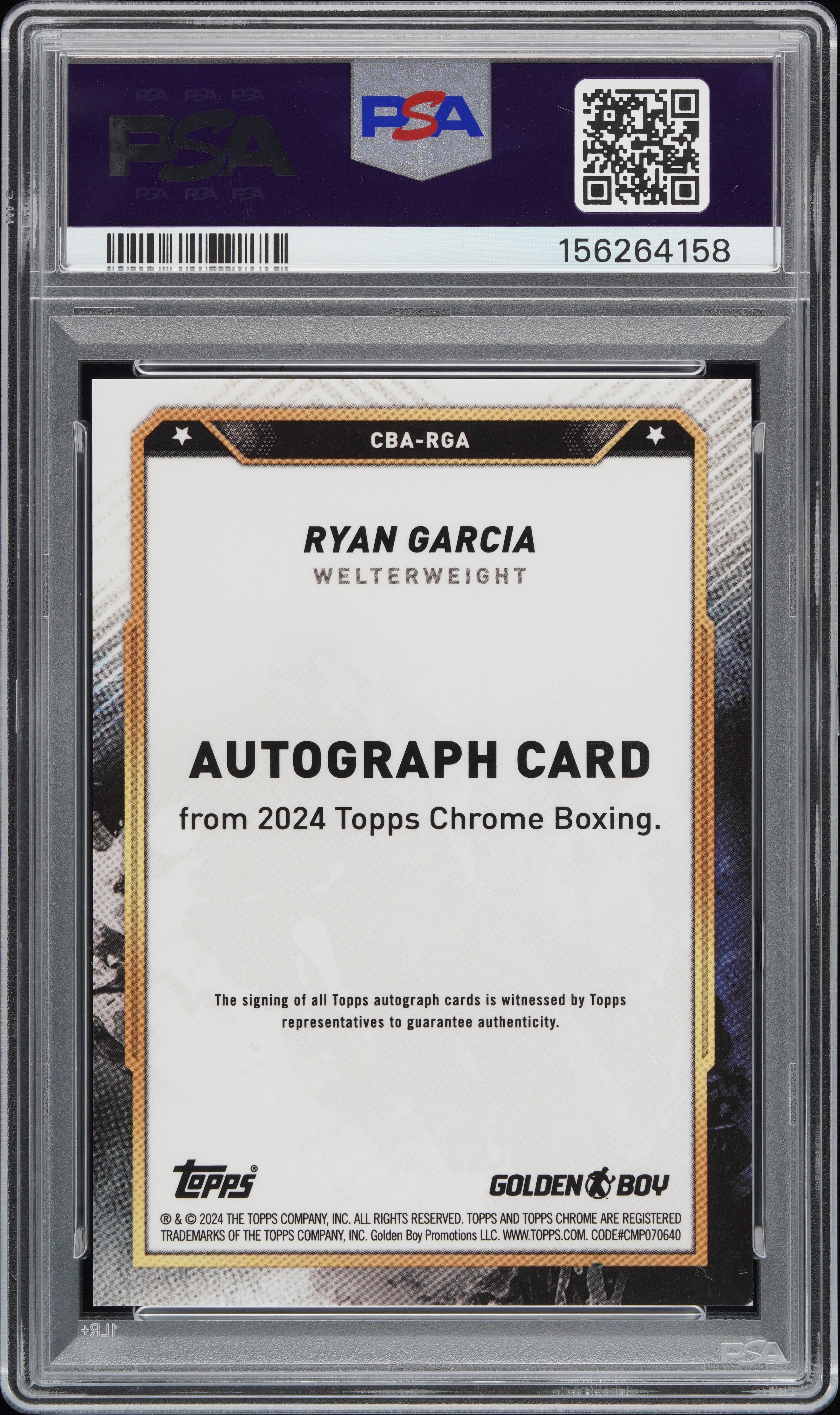 2024 Topps Chrome Boxing Ryan Garcia Auto-Red Refractor PSA 8