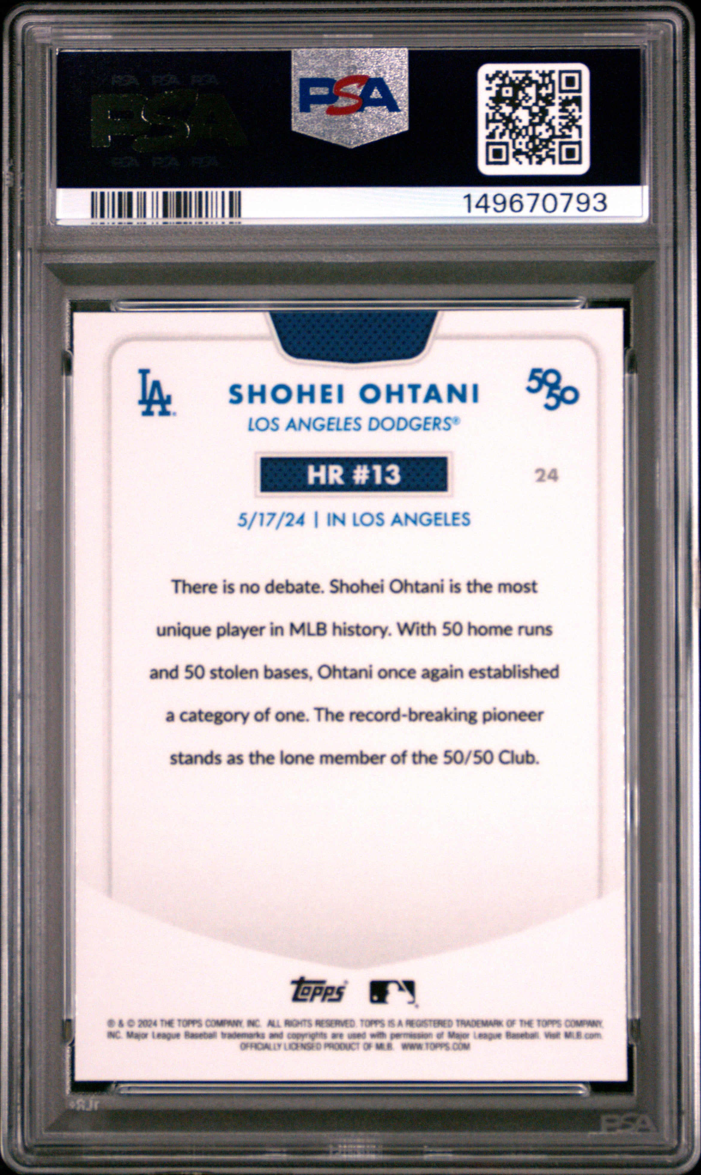 2024 Topps 50/50 Shohei Ohtani #24 Shohei Ohtani Chrome-Green Refractor PSA 10