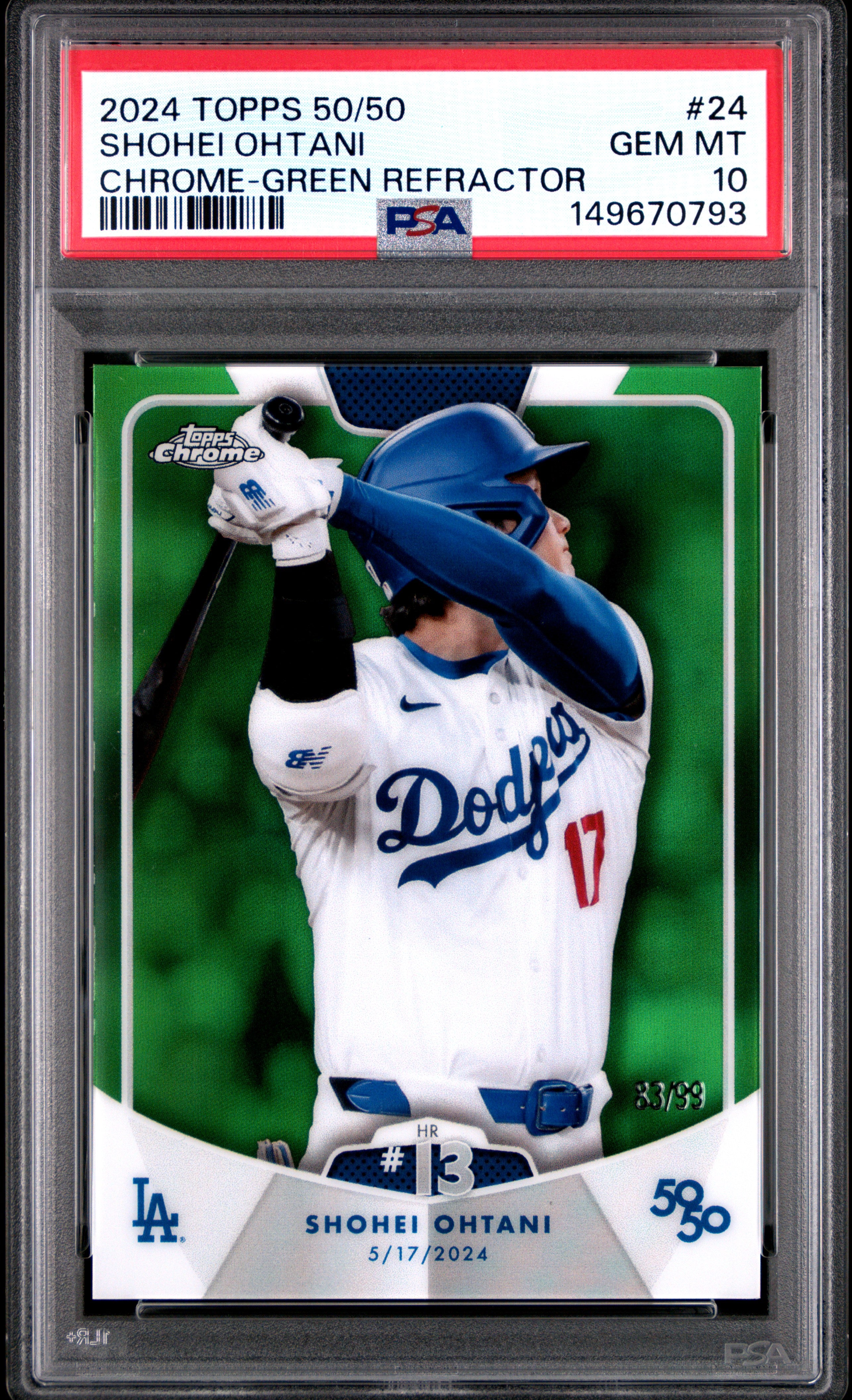 SET OF (10) SHOHEI OHTANI 50/50 TO /99 GREEN ALL PSA 10 PSA