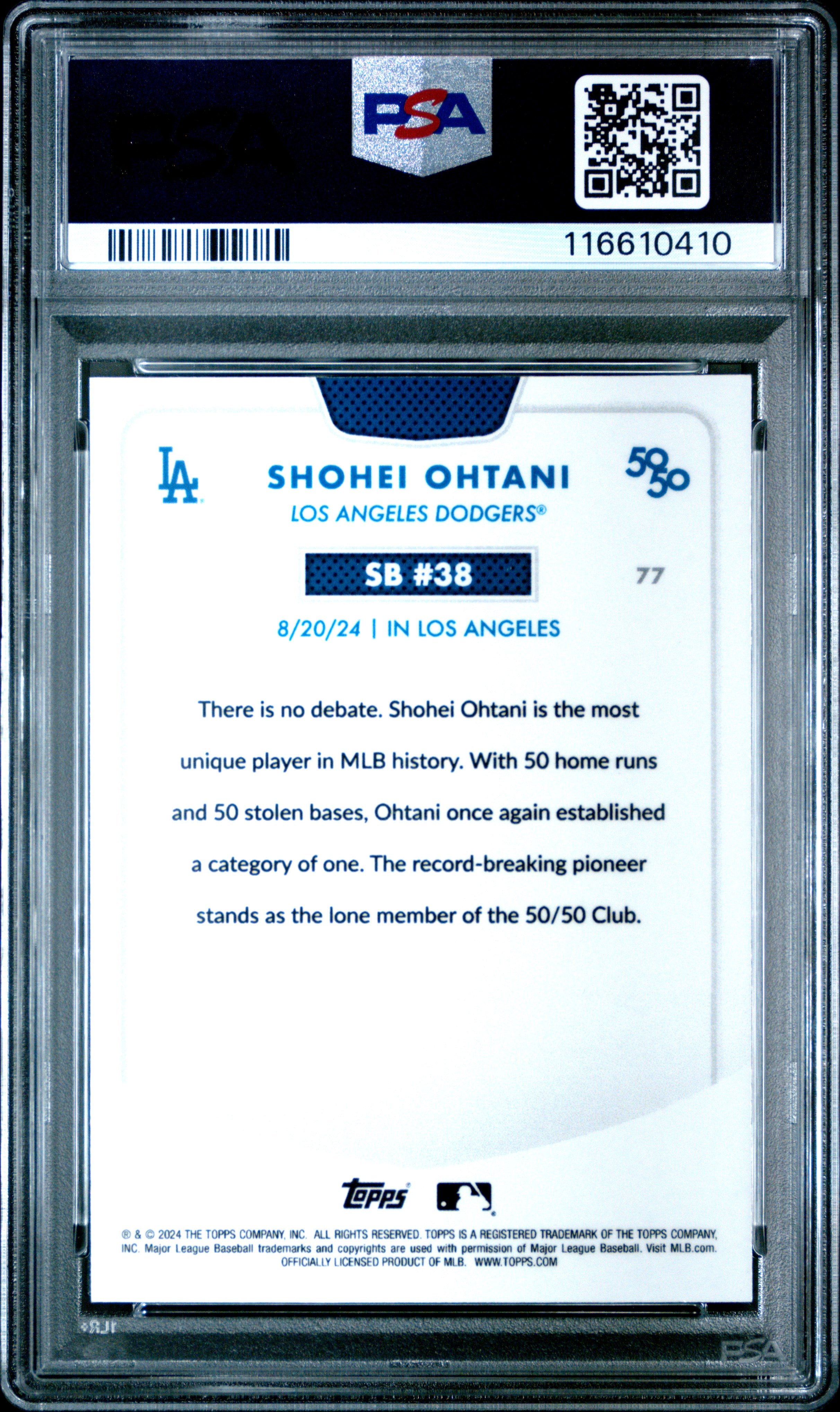 2024 Topps 50/50 Shohei Ohtani #77 Shohei Ohtani Chrome-Green Refractor PSA 10