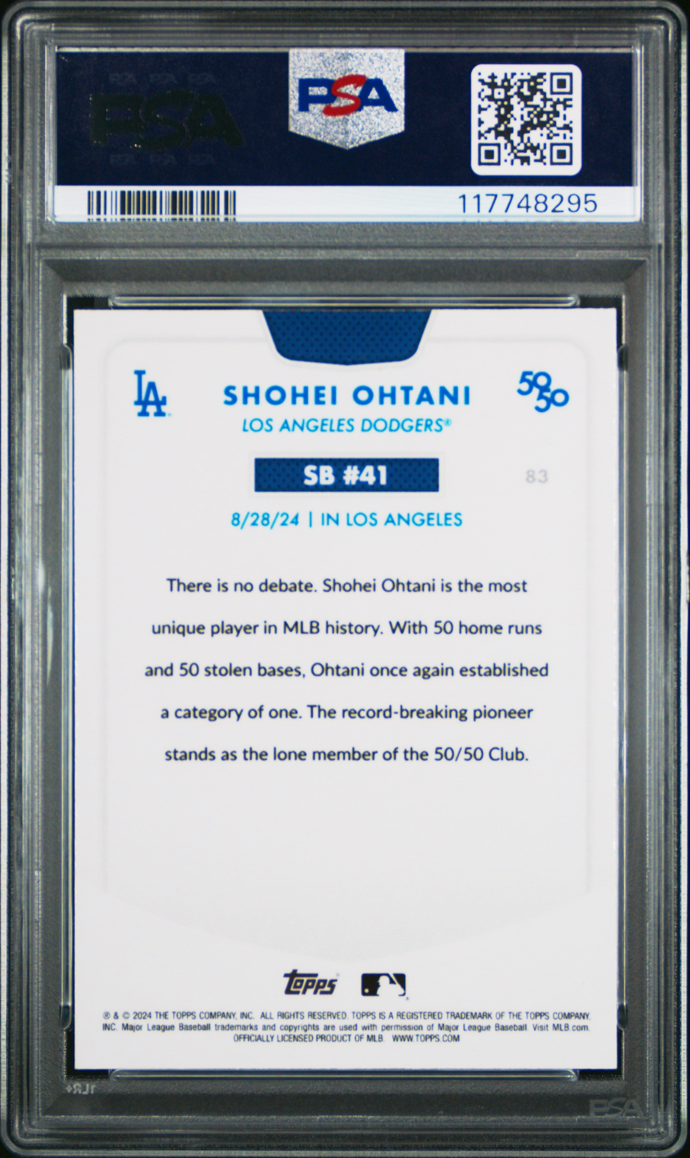 2024 Topps 50/50 Shohei Ohtani #83 Shohei Ohtani Chrome-Green Refractor PSA 10