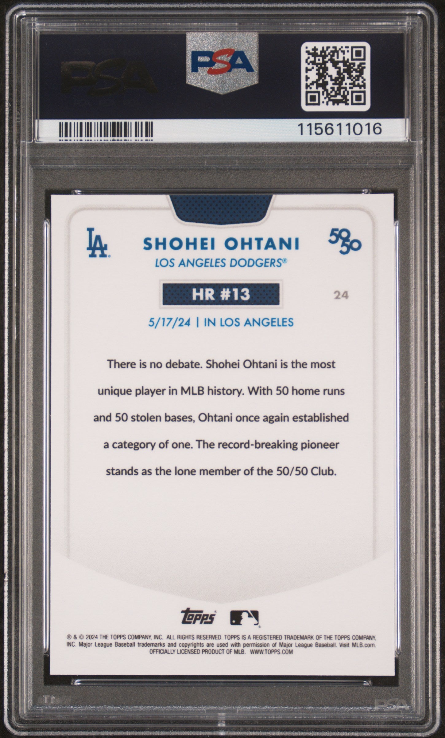 2024 Topps 50/50 Shohei Ohtani #24 Shohei Ohtani Chrome-Green Refractor PSA 10
