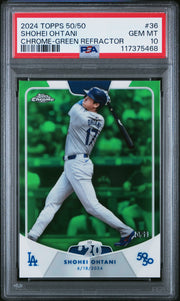 2024 Topps 50/50 Shohei Ohtani #36 Shohei Ohtani Chrome-Green Refractor PSA 10