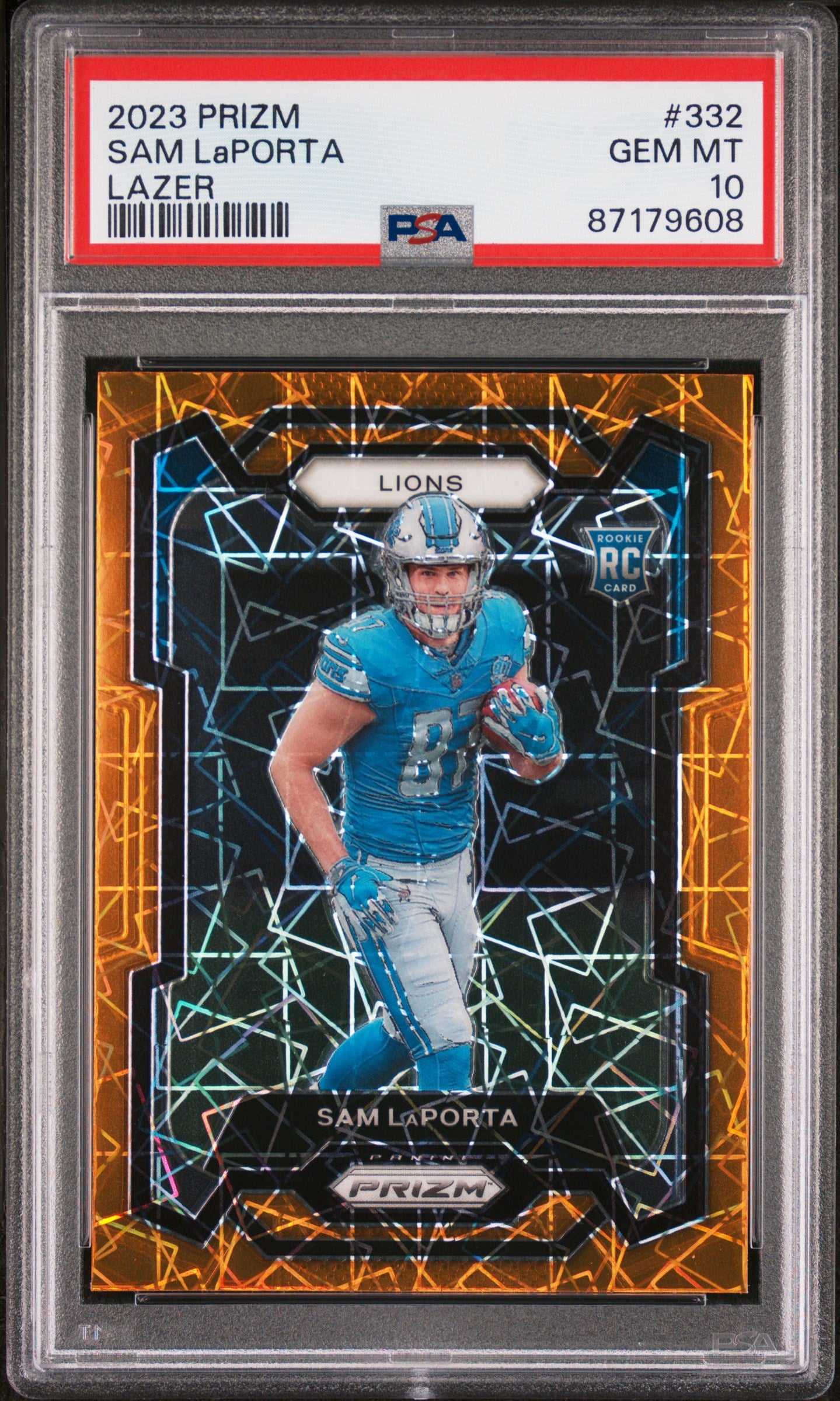 2023 Panini Prizm #332 Sam Laporta Lazer Prizm PSA 10