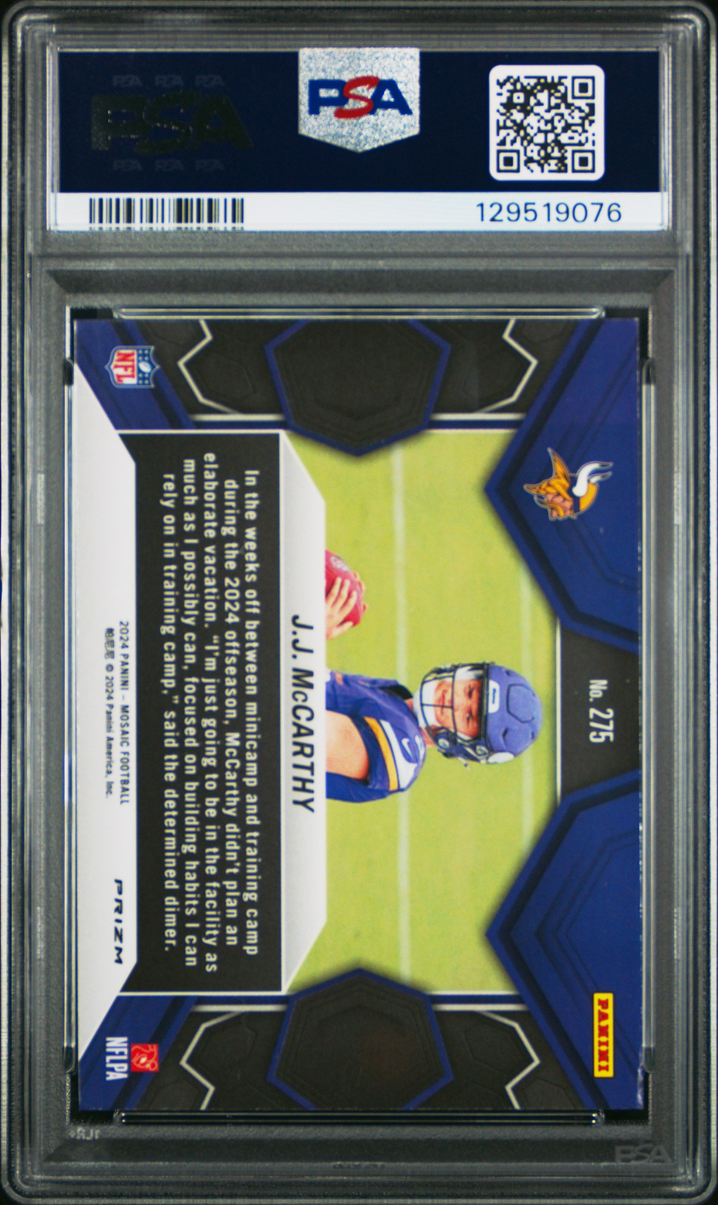 2024 Panini Mosaic #275 Jj Mccarthy Green PSA 10