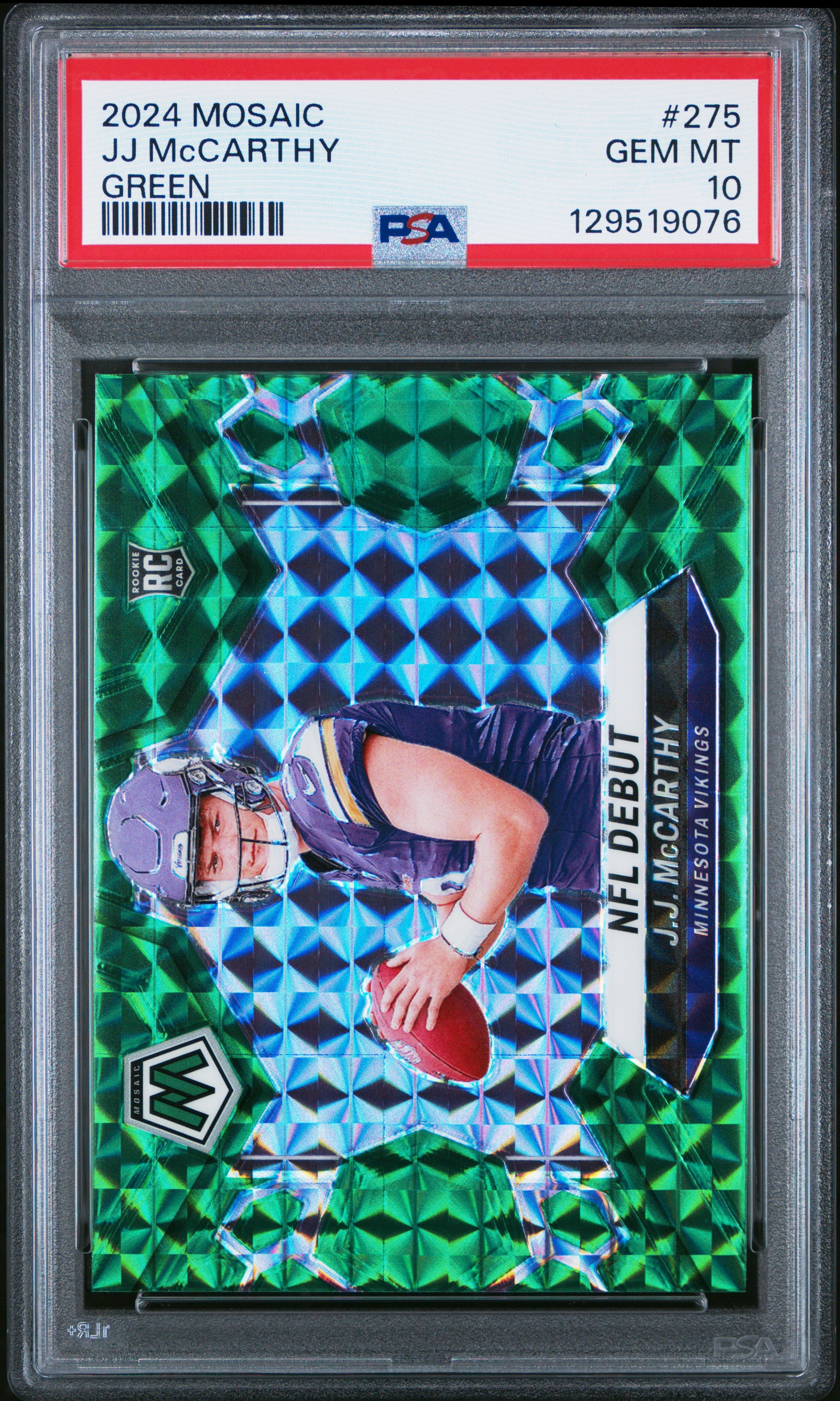 2024 Panini Mosaic #275 Jj Mccarthy Green PSA 10