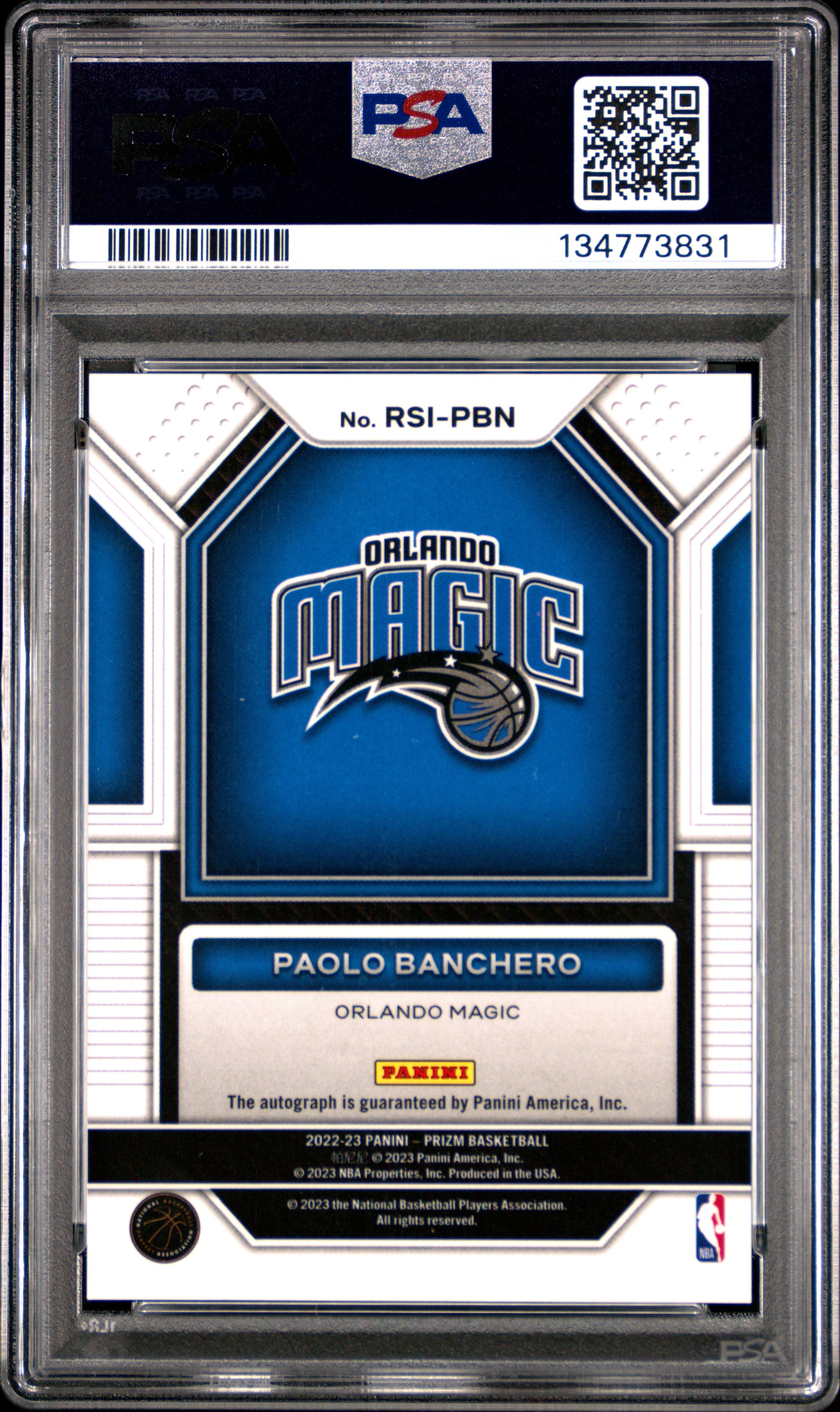 2022 Panini Prizm  #RSIPBN Paolo Banchero Rookie Signatures PSA 9