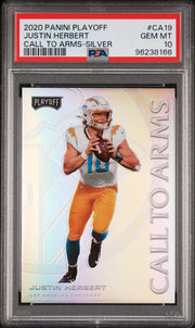 2020 Panini Playoff Call To Arms #CA19 Justin Herbert Call To Arms-Silver PSA 10