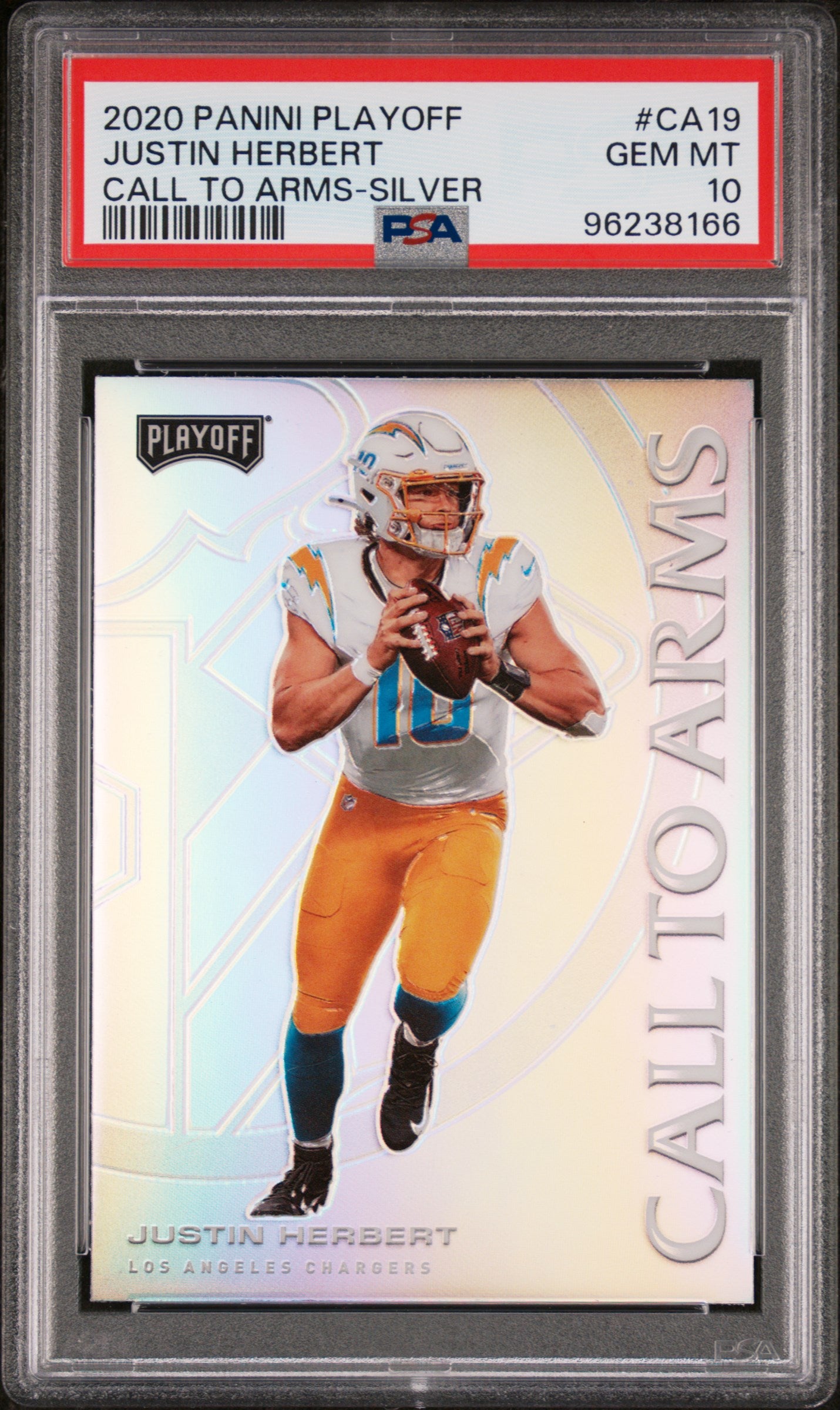 2020 Panini Playoff Call To Arms #CA19 Justin Herbert Call To Arms-Silver PSA 10