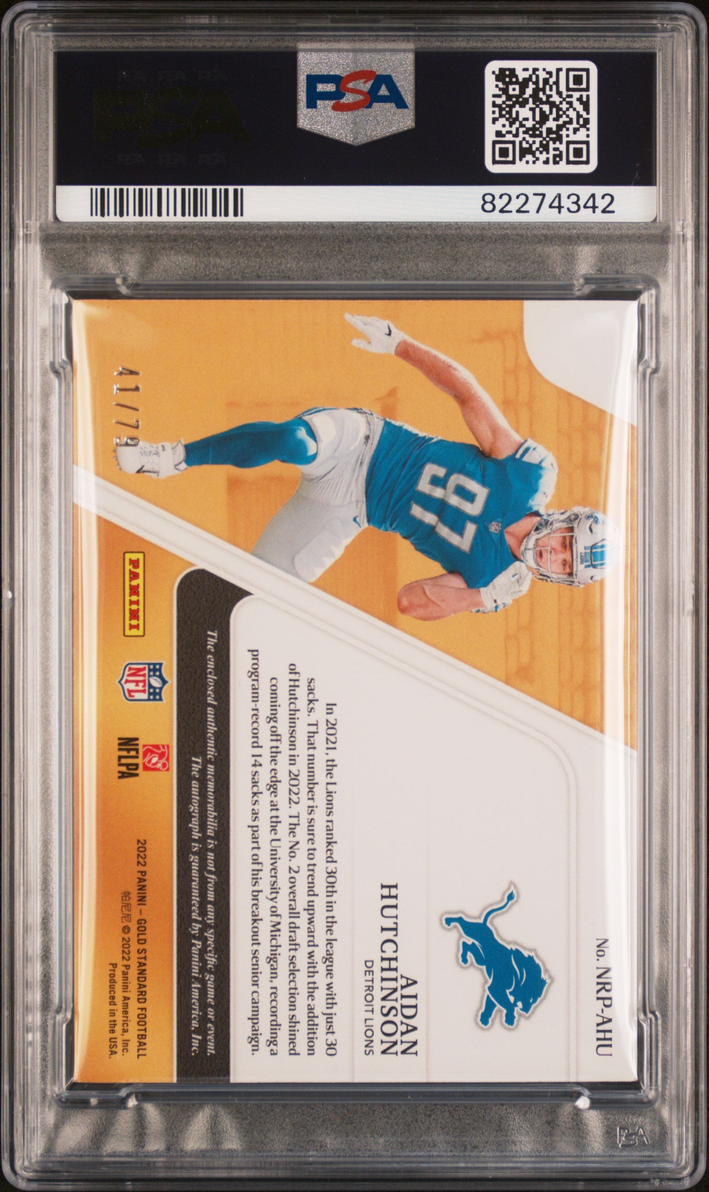 2022 Panini Gold Standard Nouveau Riche Patch Autograph #NRPAHU Pt.Au. PSA 9