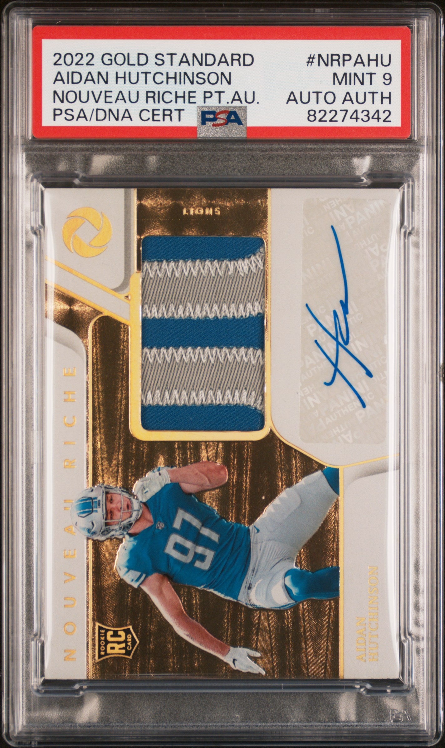 2022 Panini Gold Standard Nouveau Riche Patch Autograph #NRPAHU Pt.Au. PSA 9