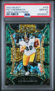 2023 Panini Select #479 Pat Freiermuth Green Disco Prizm 5/5 PSA 10