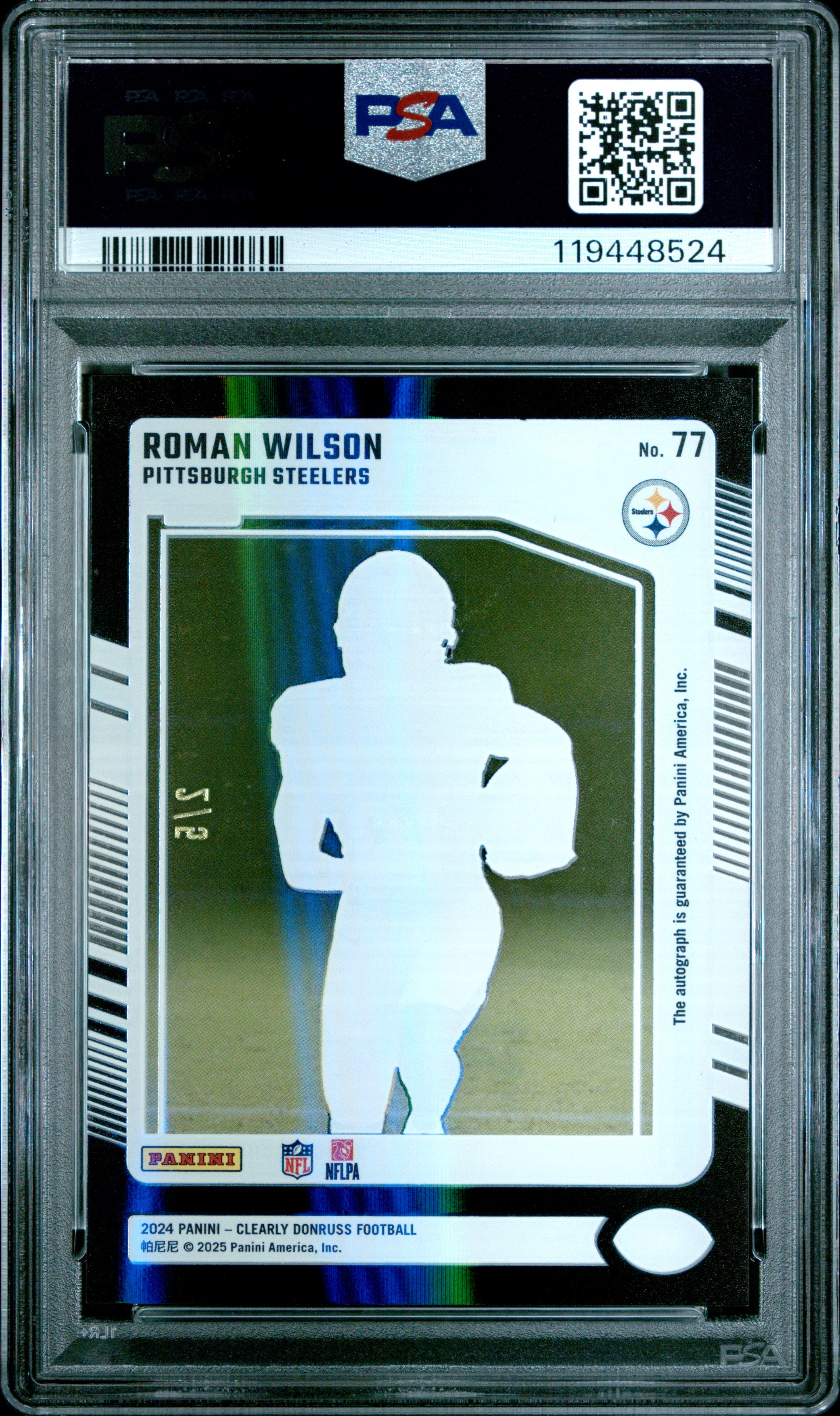 2024 Panini Clearly Donruss #77 Roman Wilson Autograph-Black PSA 9