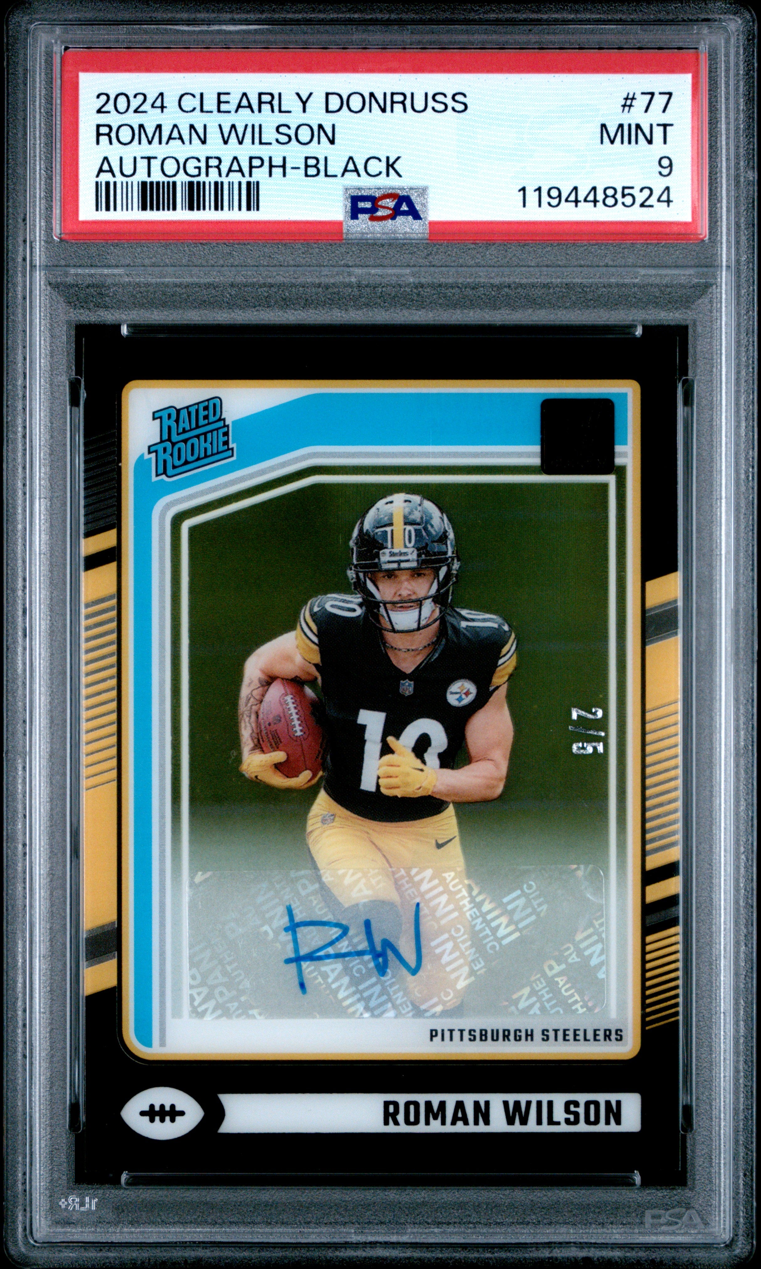 2024 Panini Clearly Donruss #77 Roman Wilson Autograph-Black PSA 9