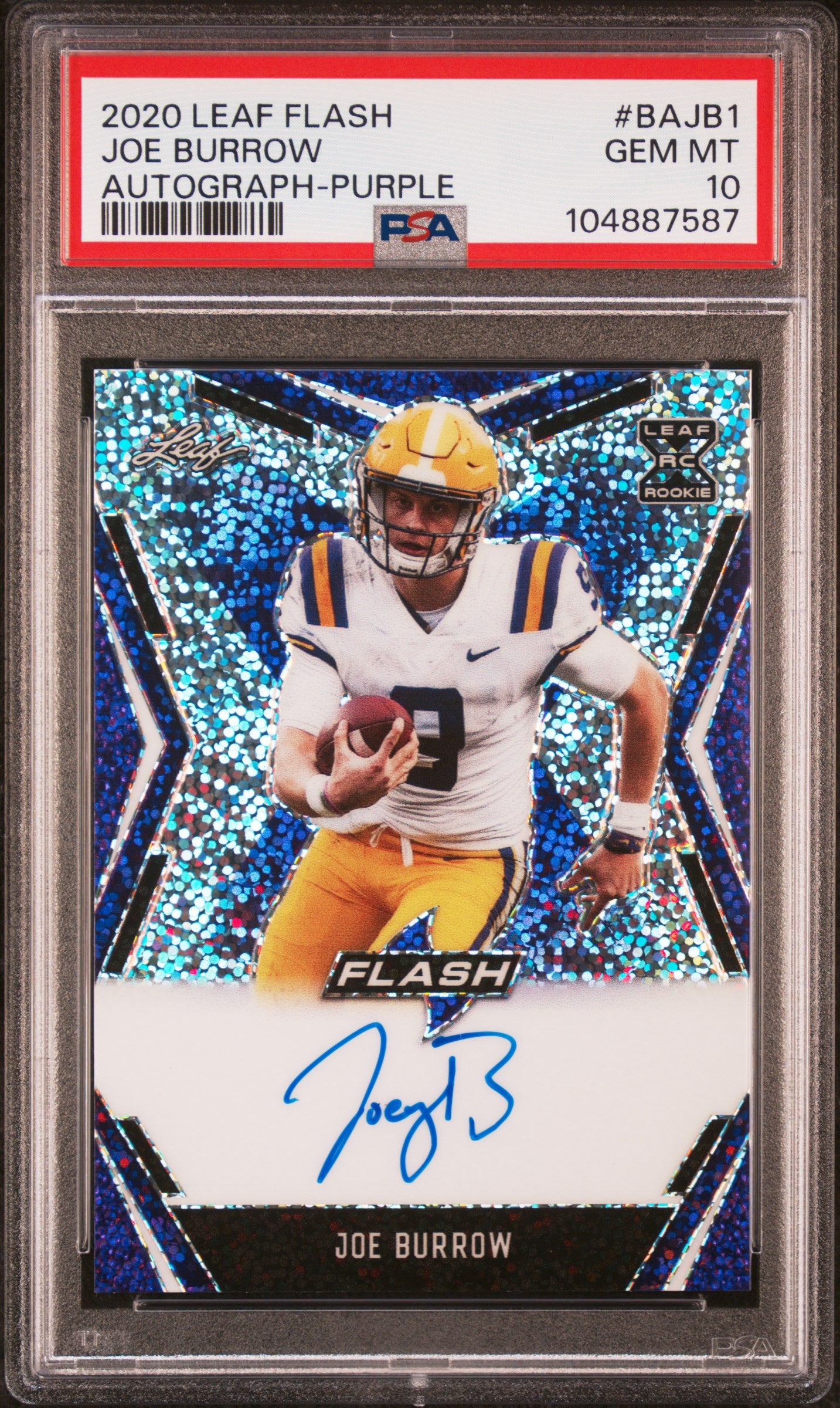 2020 Leaf Flash Autographs #BAJB1 Joe Burrow Autograph-Purple PSA 10
