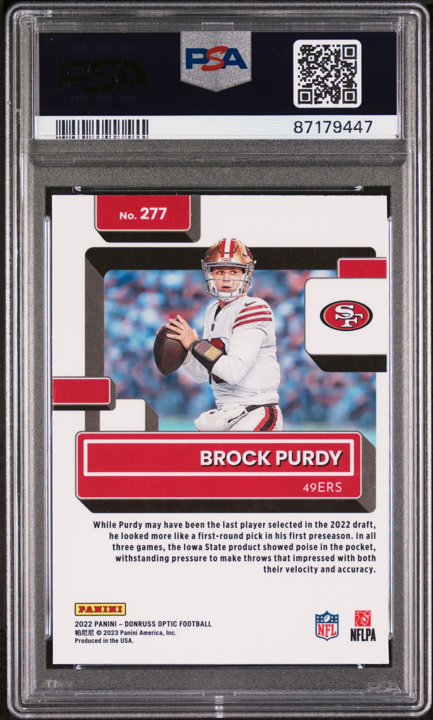 2022 Panini Donruss Optic #277 Brock Purdy PSA 9 Football