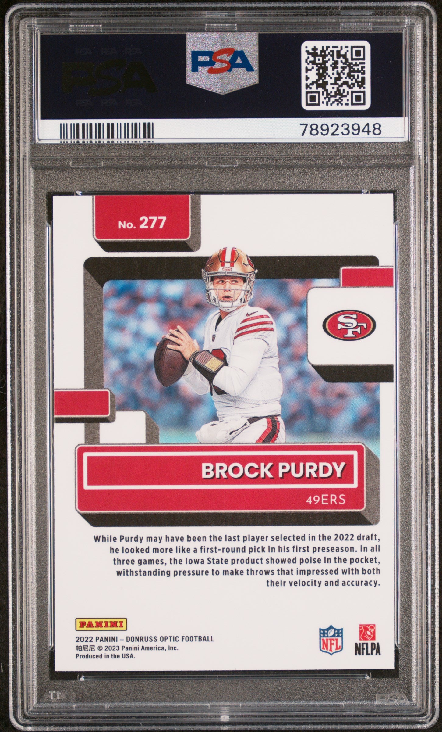 2022 Panini Donruss Optic #277 Brock Purdy PSA 9