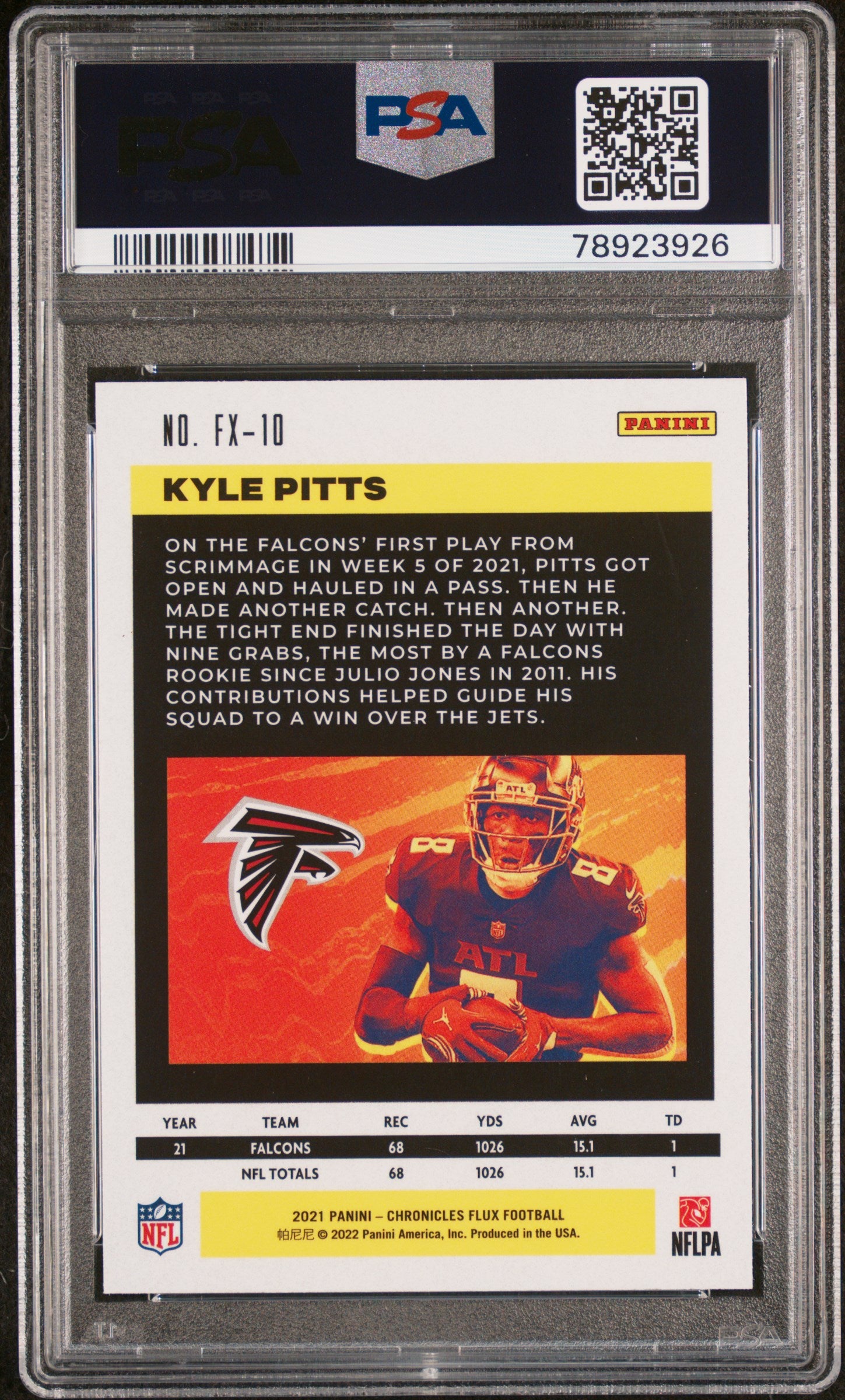 2021 Panini Chronicles Flux Rookies #FX10 Kyle Pitts Flux Rookies PSA 10