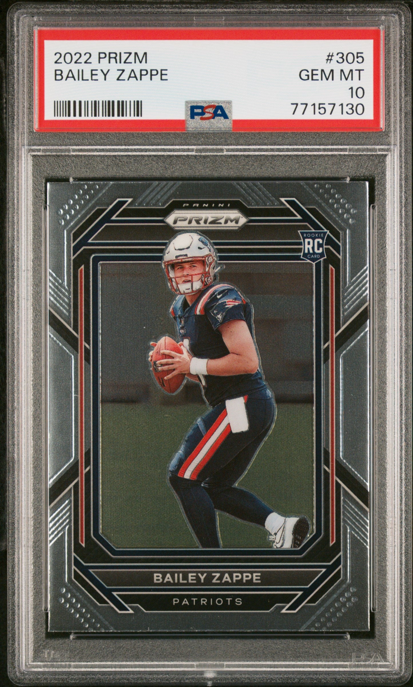 2022 Panini Prizm #305 Bailey Zappe PSA 10 Football