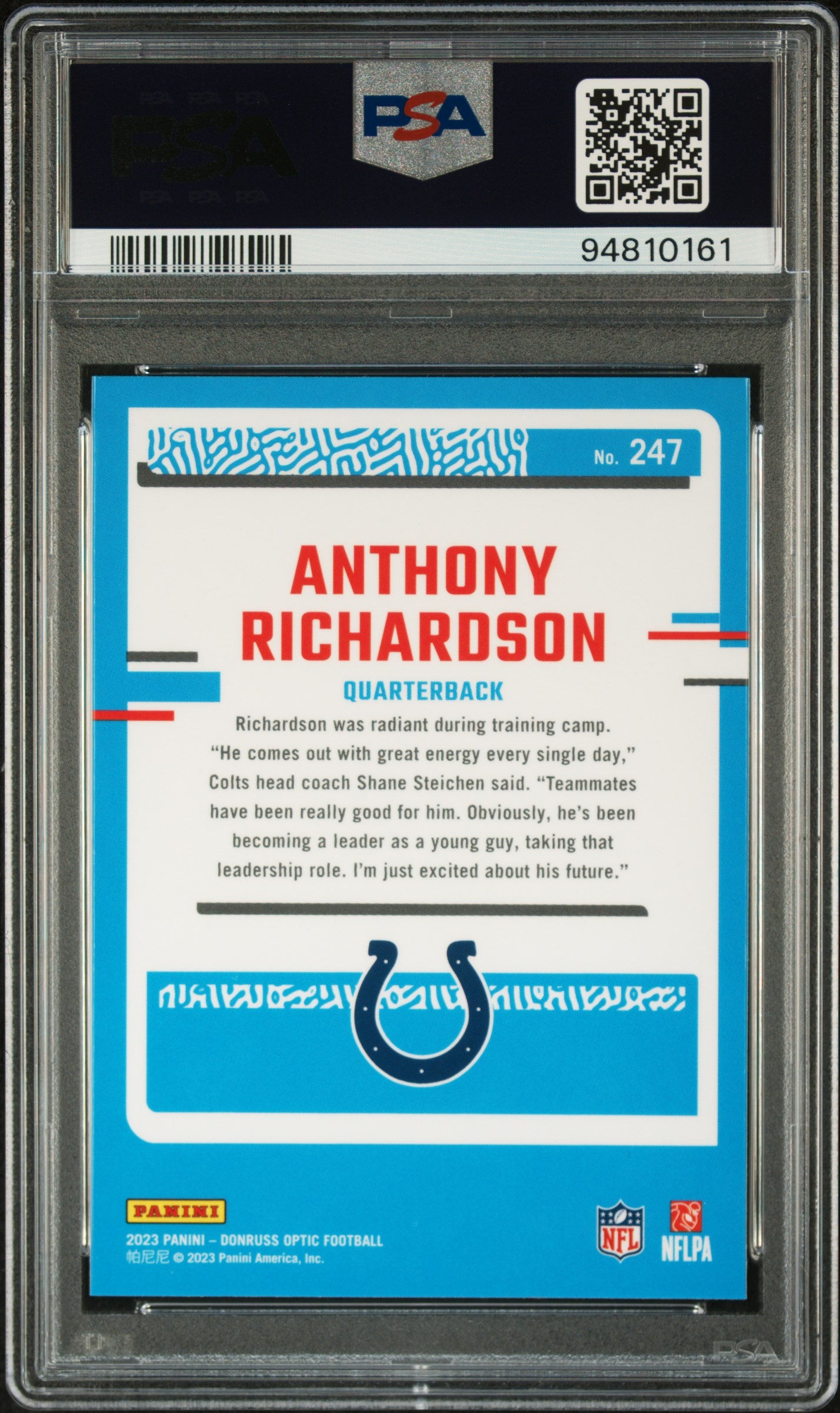 2023 Panini Donruss Optic #247 Anthony Richardson PSA 10