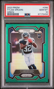 2023 Panini Prizm #396 Tyjae Spears Green Prizm PSA 10