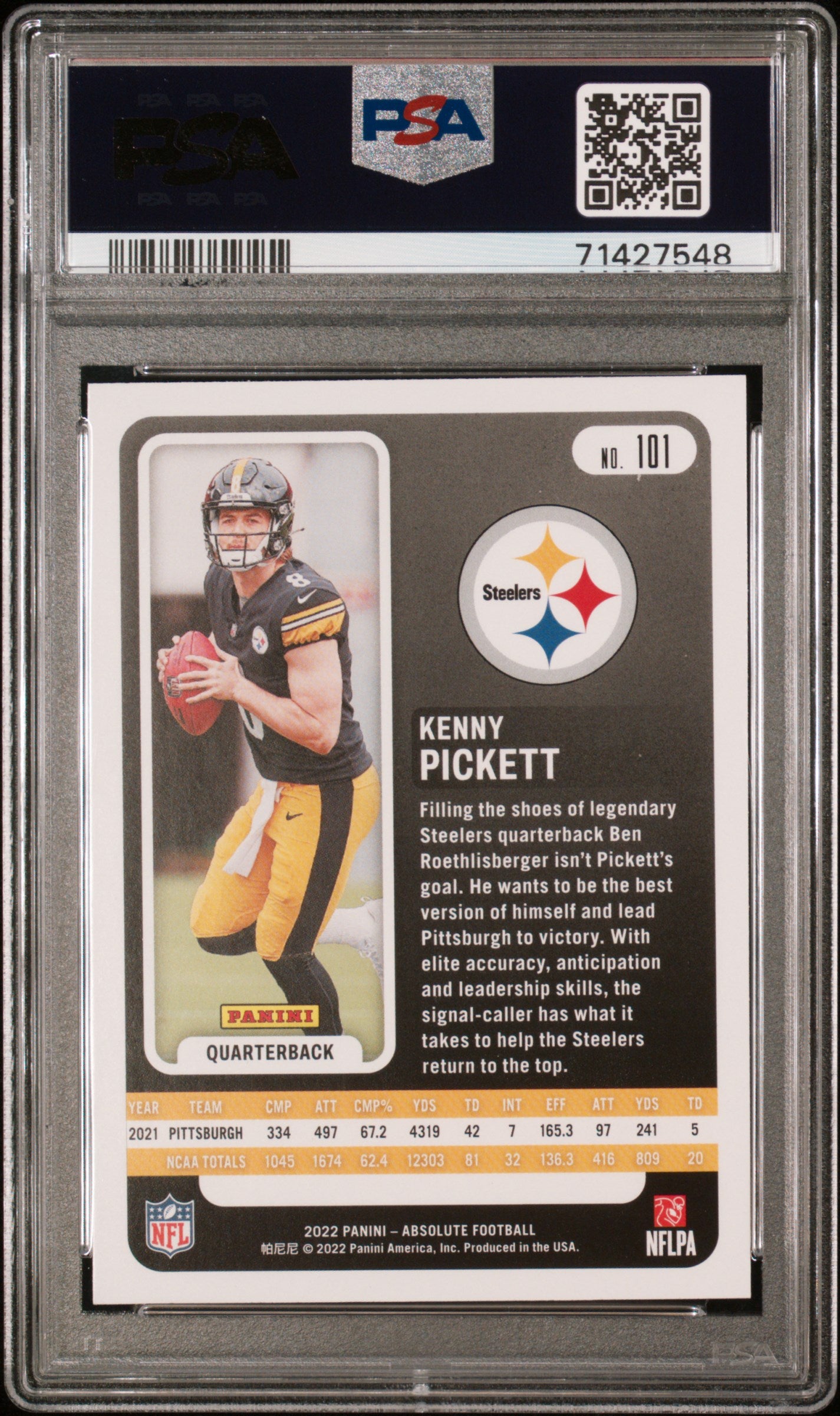 2022 Panini Absolute #101 Kenny Pickett PSA 10