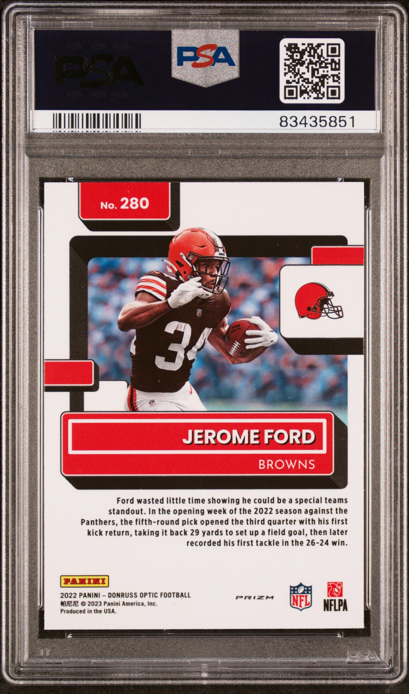 2022 Panini Donruss Optic #280 Jerome Ford Red Hyper PSA 9