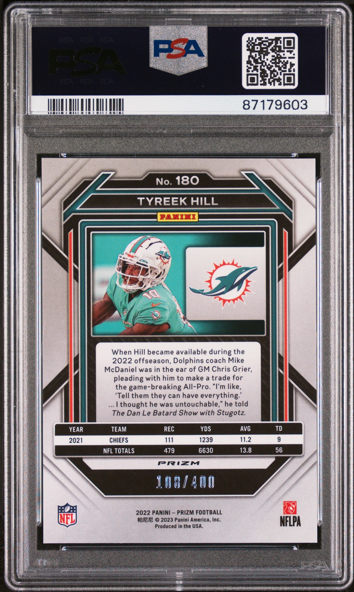 2022 Panini Prizm #180 Tyreek Hill Pandora Football