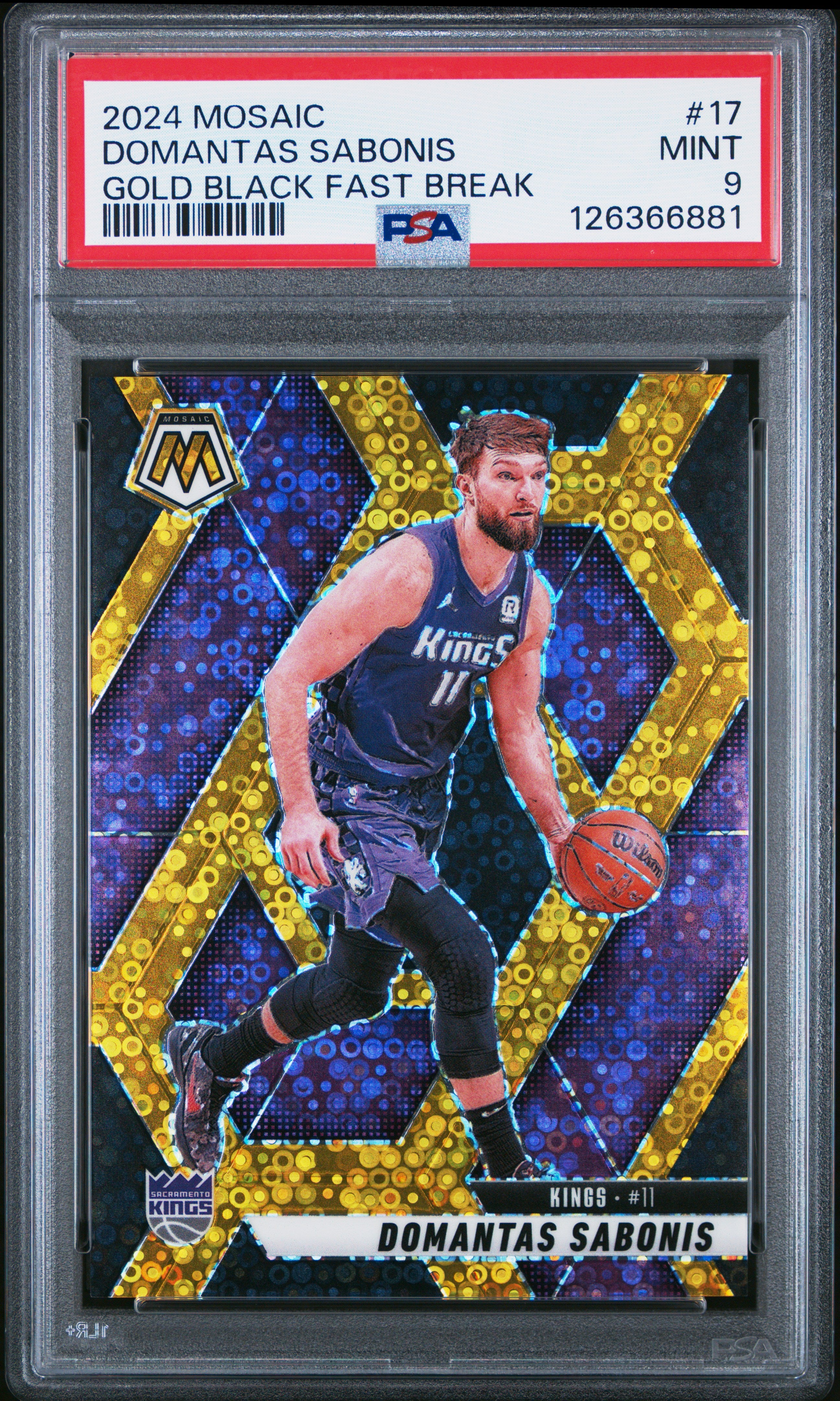 2024 Panini Mosaic #17 Domantas Sabonis Gold Black Fast Break PSA 9
