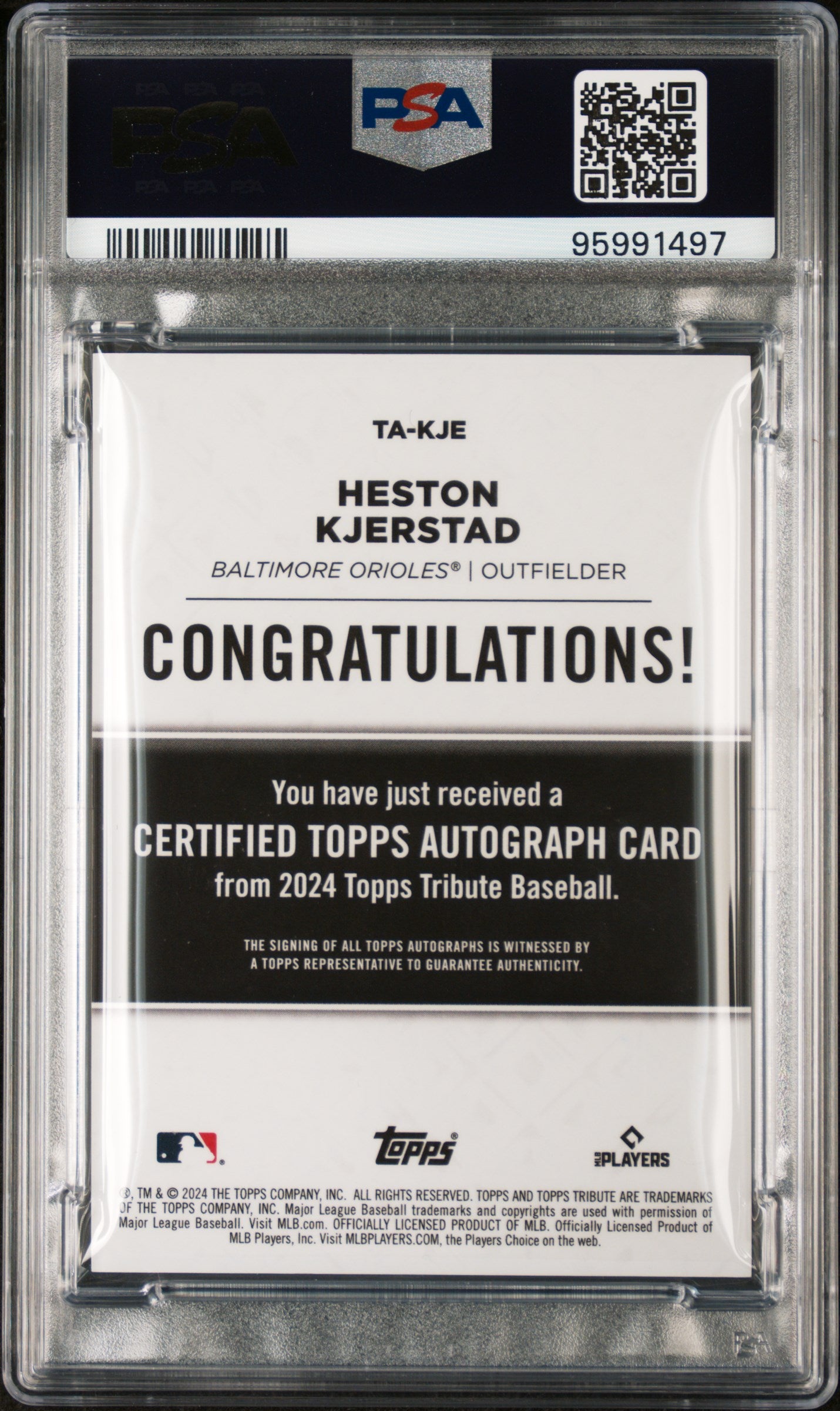 2024 Topps Tribute Heston Kjerstad Autograph-Green PSA 9