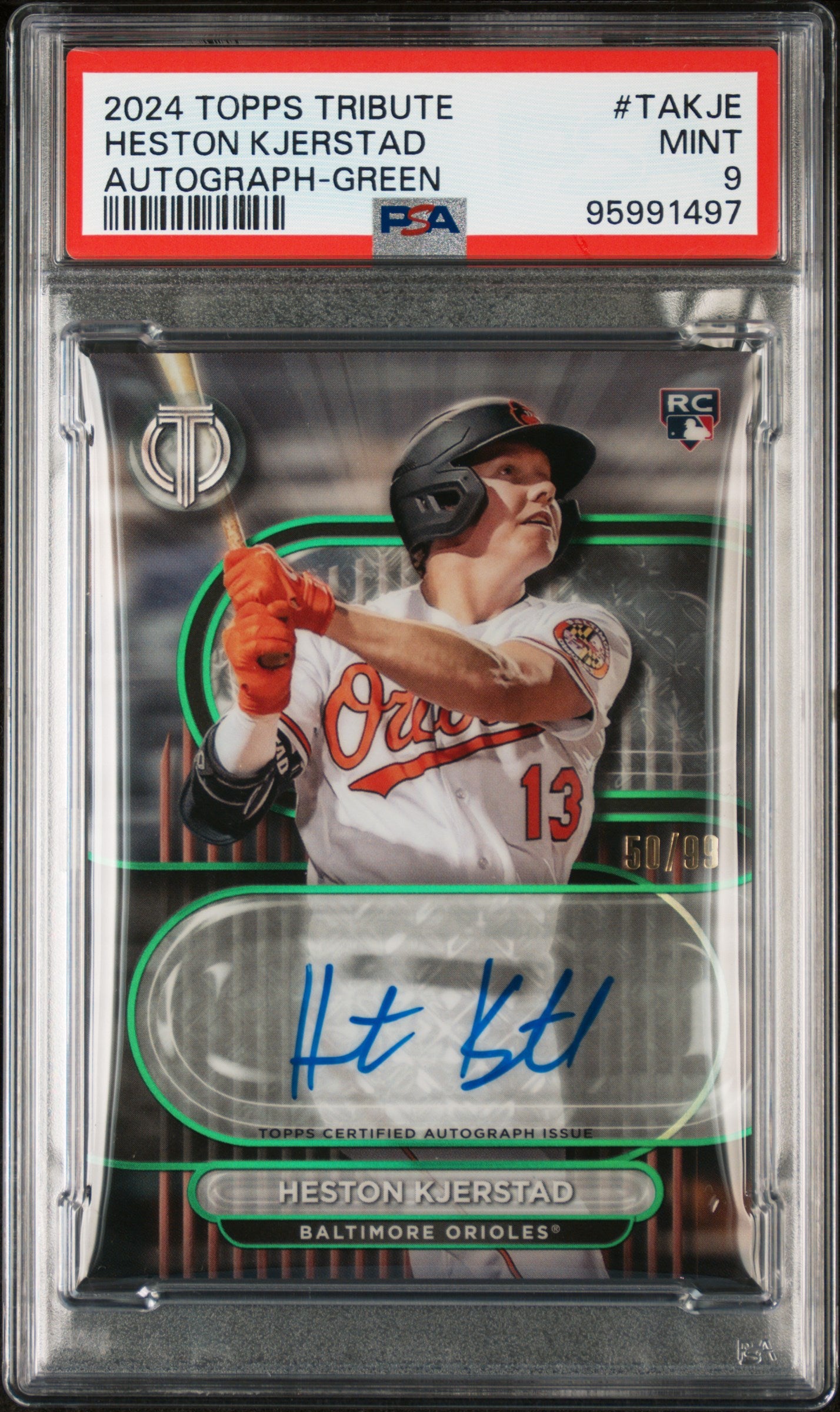 2024 Topps Tribute Heston Kjerstad Autograph-Green PSA 9