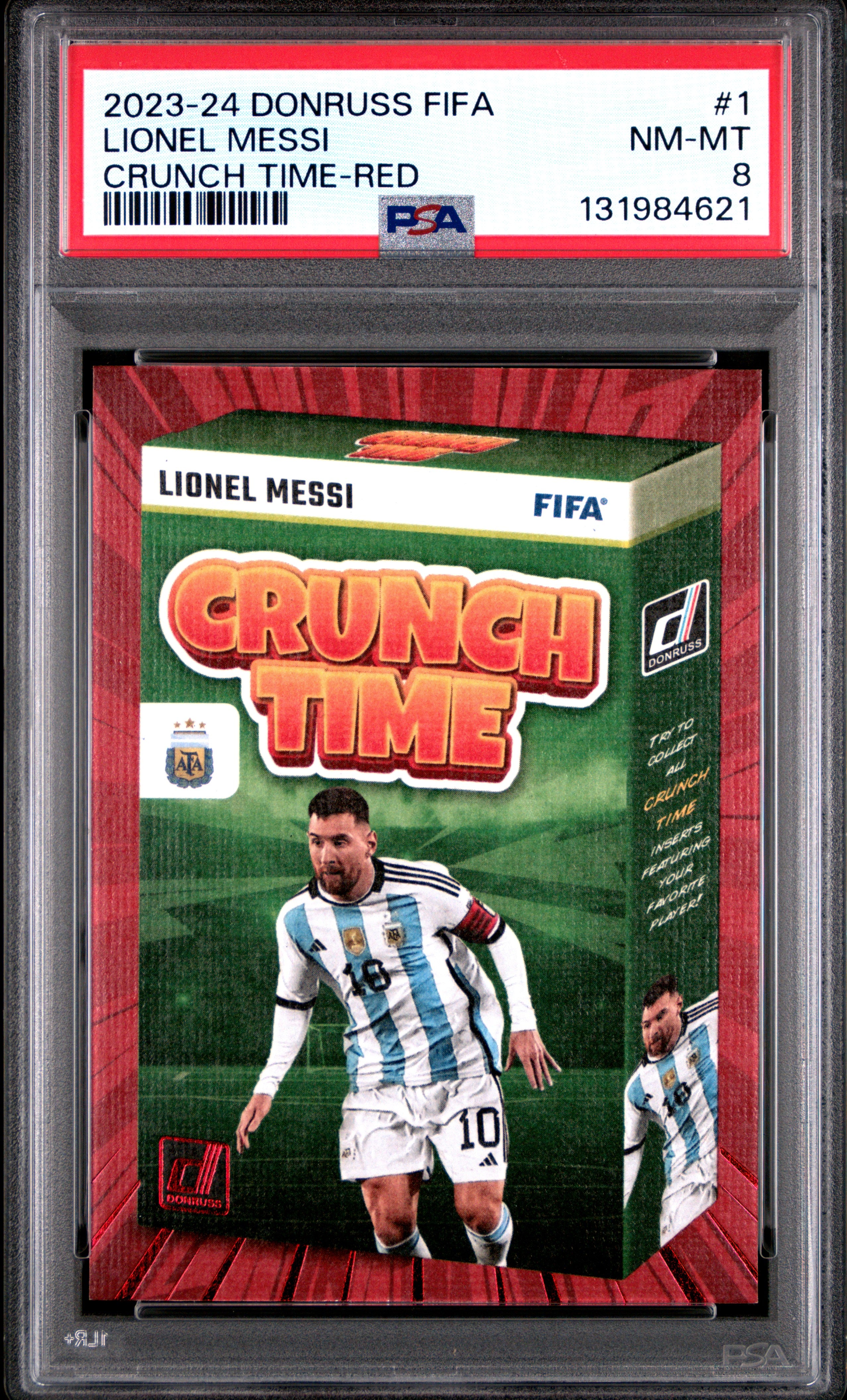 2023-24 Panini Donruss Fifa Crunch Time #1 Lionel Messi Crunch Time-Red PSA 8