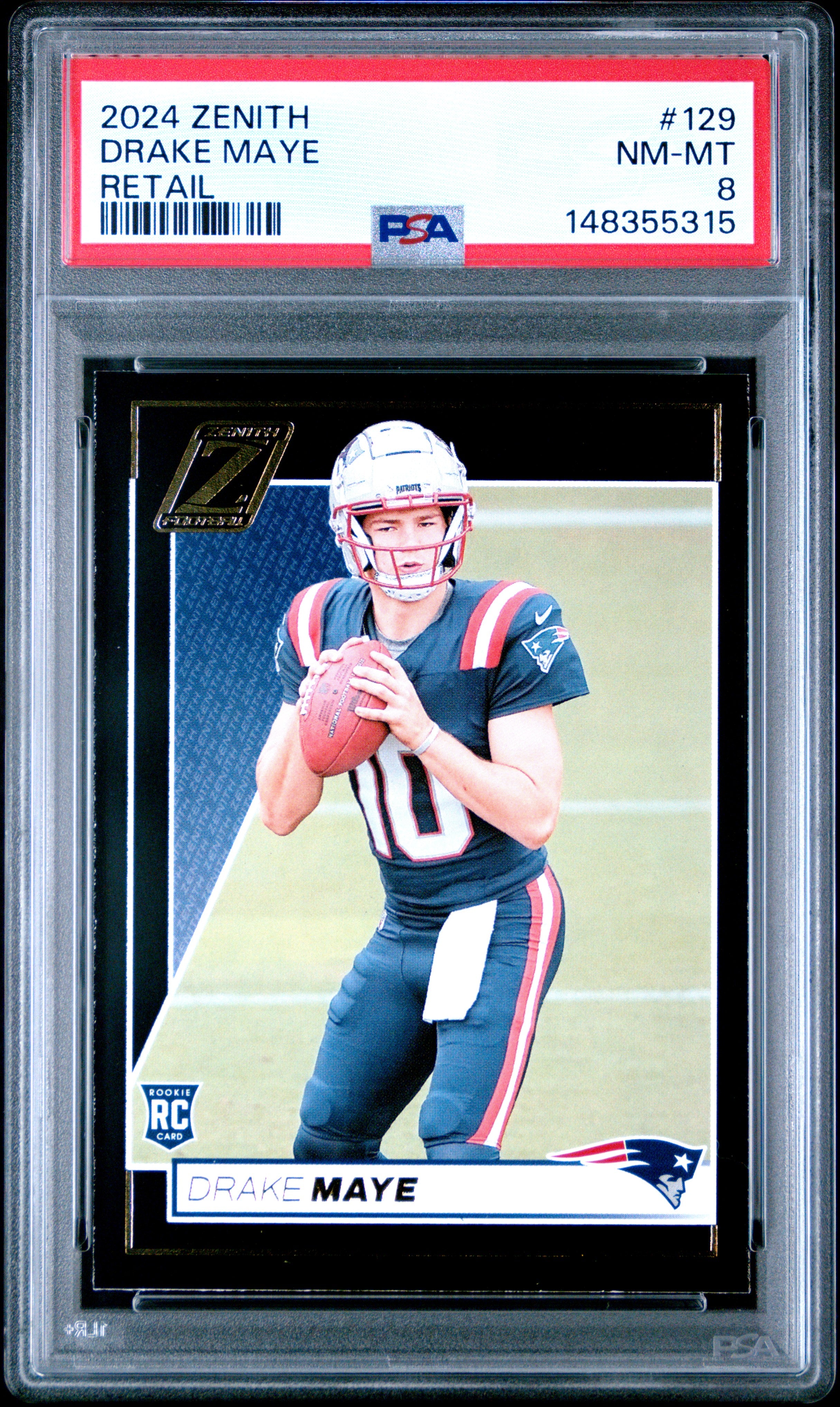 2024 Panini Zenith #129 Drake Maye Retail PSA 8
